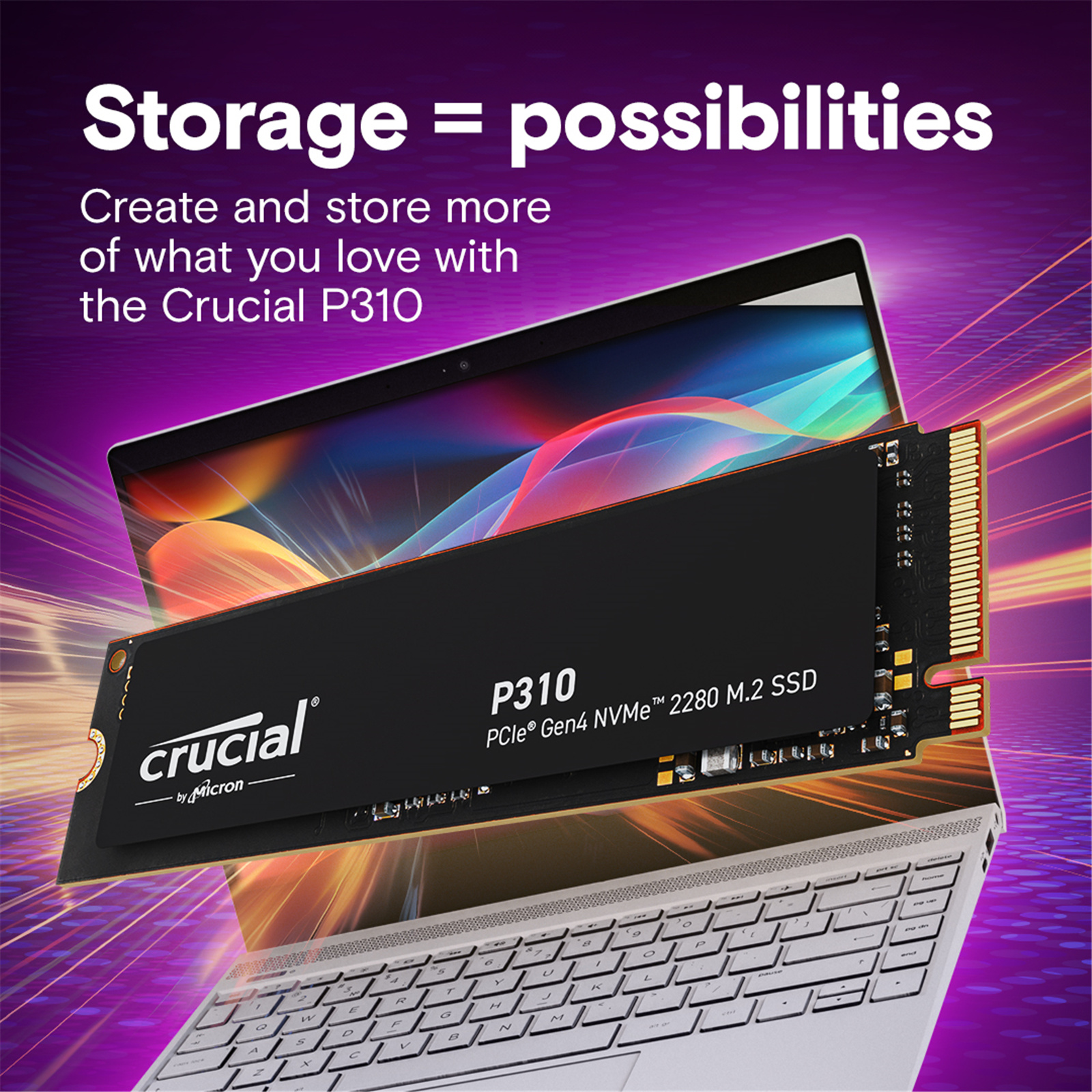 Crucial P310 4TB NVMe M.2 Gen4 Internal 2280 SSD - PCIe Gen 4 - Read up to 7100 MB/s, Write up to 6000 MB/s