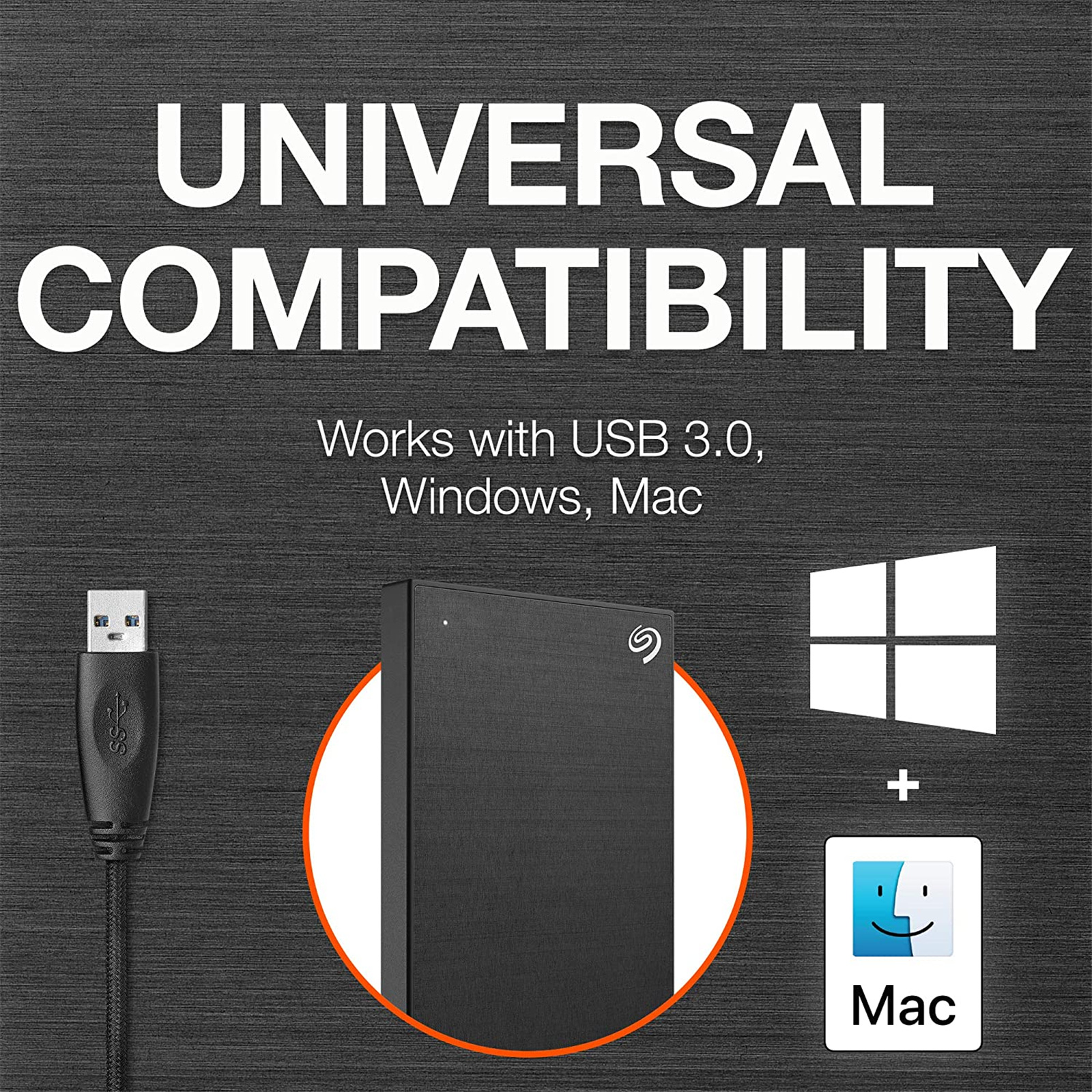 Seagate One Touch 2TB Portable External HDD - Black with Rescue Data Recovery