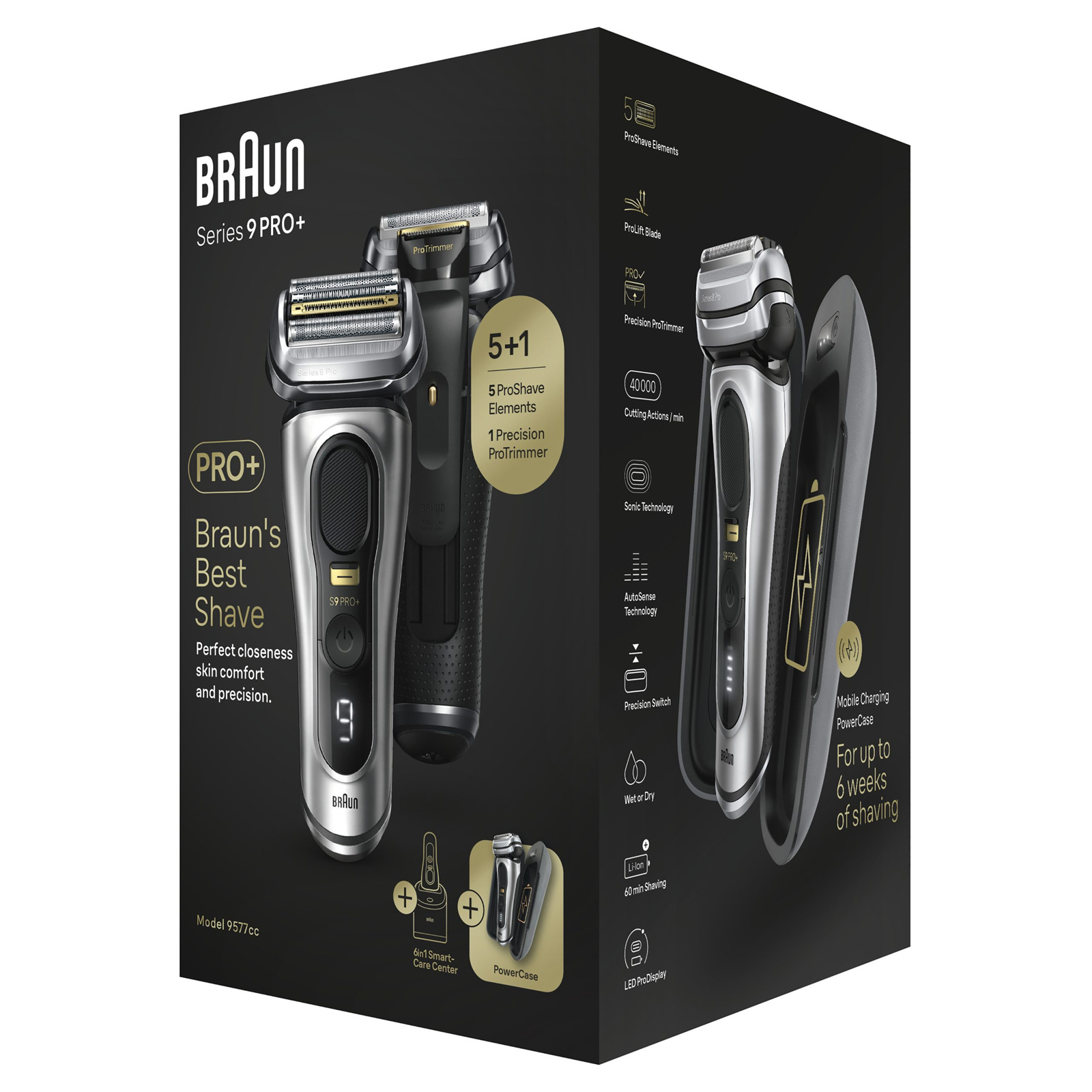 Braun Series 9 Pro+ 9577CC Wet & Dry Shaver with Power Case 6-in-1 SmartCare center