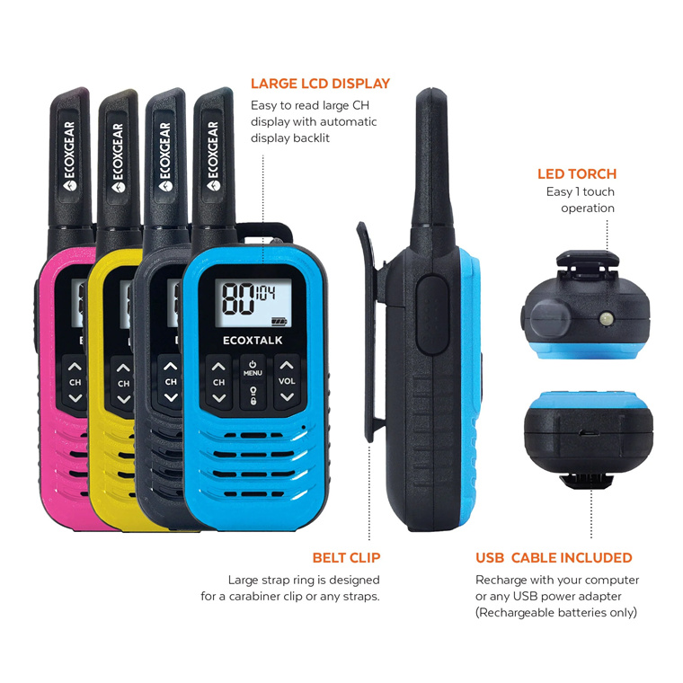Buy the ECOXGEAR ECOXTALK EXG504PK UHF 0.5Watt CB Handheld 2Way Radio