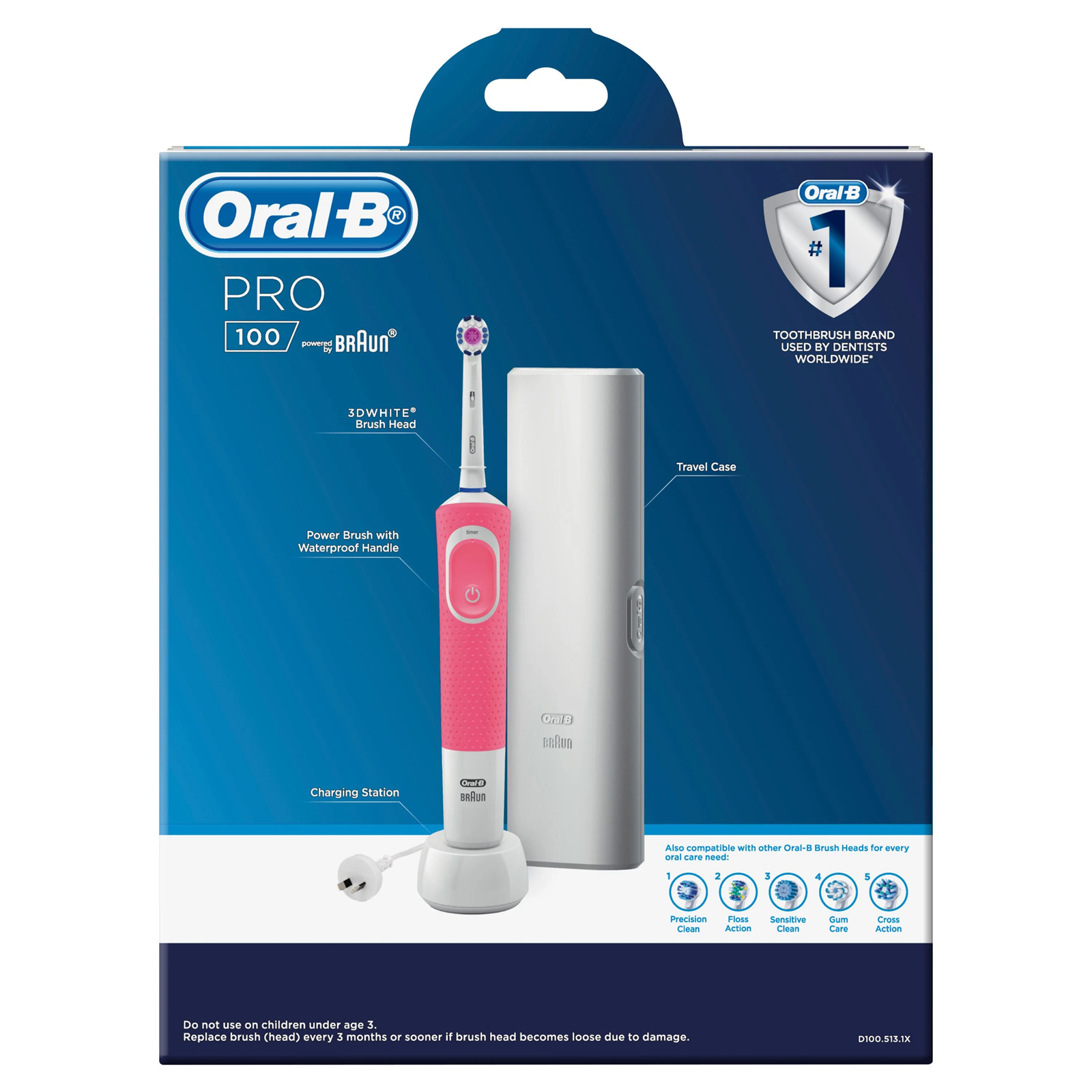 Buy the OralB Pro 100 2D White Polish Power Electric Toothbrush with