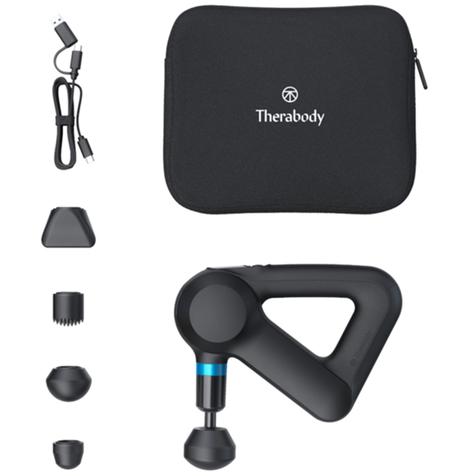 Therabody Theragun Elite G5 Therapy Device (Black) for fully body use, 1 kg Lightweight, 120mins battery life, 5 head attachments, Ergonomic design, easy-to-use for self-myofascial release, helps relieve muscle soreness and stiffness
