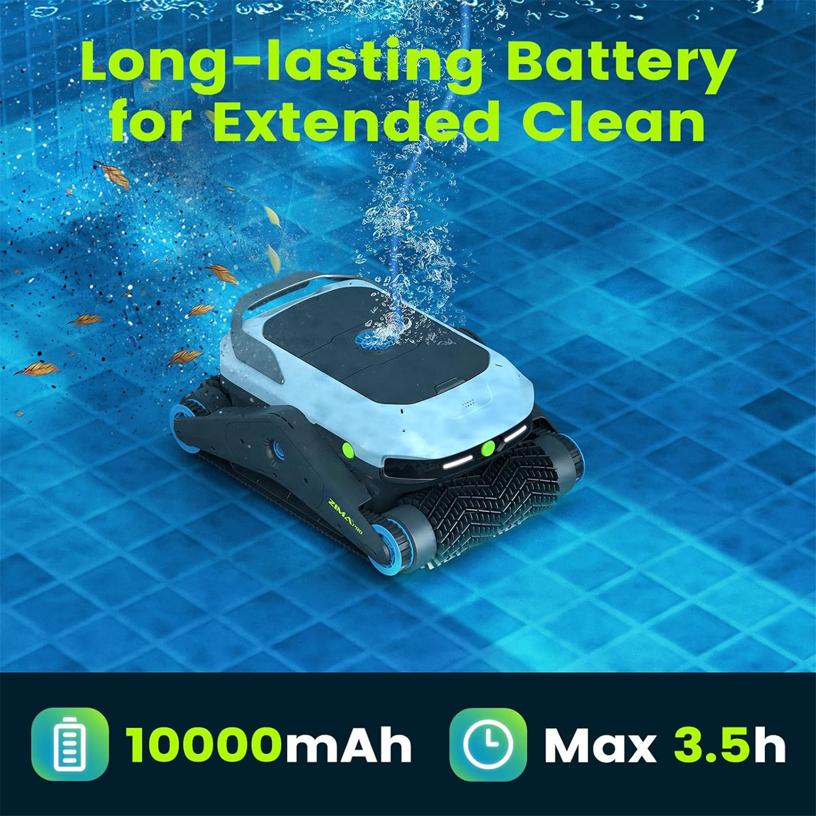Degrii Zima Pro Smart Cordless Robotic Pool Cleaner for Swiming Pools Smart App Control - 4 x Ultrasonic Radar - Automatic Parking - Multiple Cleaning Modes - Route Planning