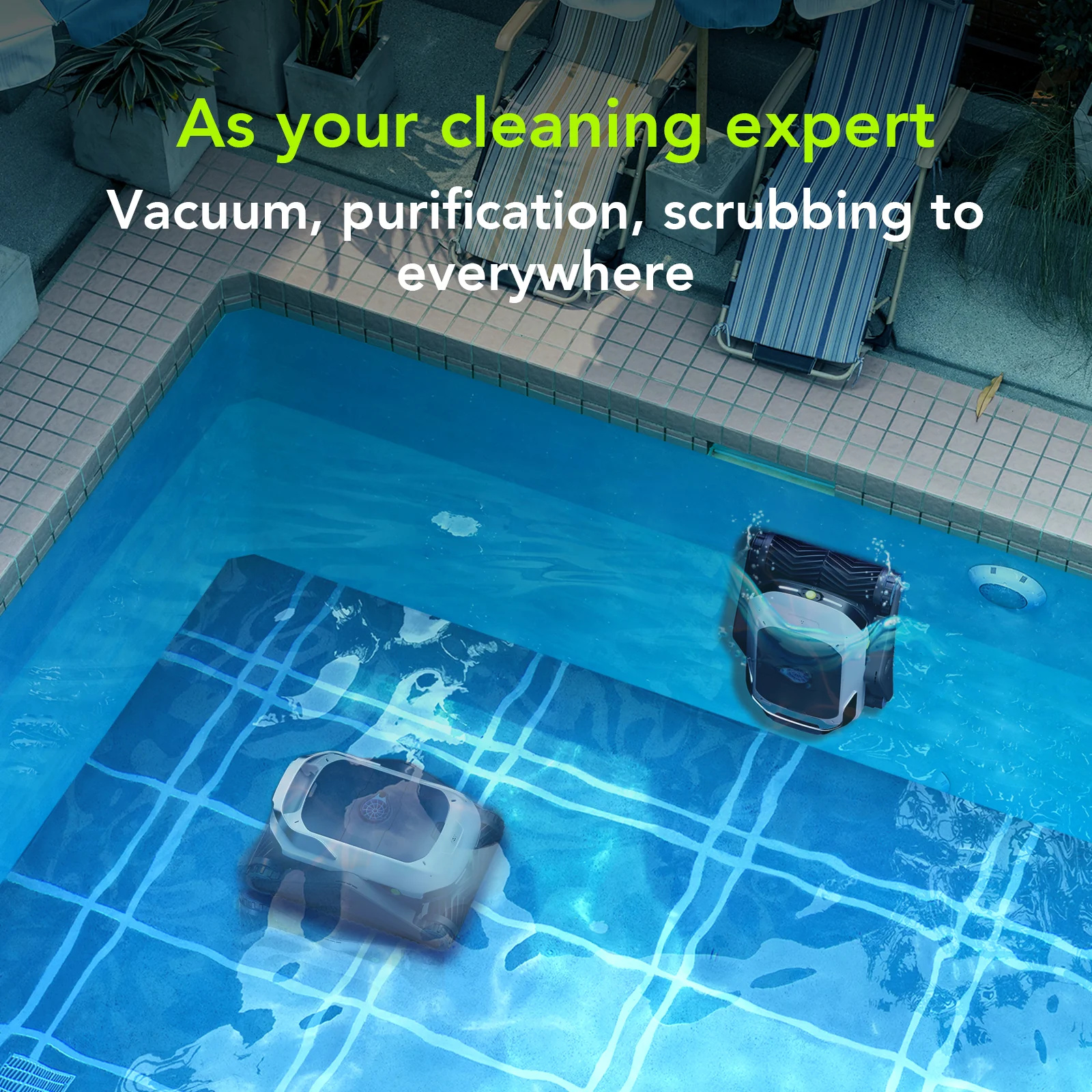 Degrii Zima Pro Smart Cordless Robotic Pool Cleaner for Swiming Pools Smart App Control - 4 x Ultrasonic Radar - Automatic Parking - Multiple Cleaning Modes - Route Planning