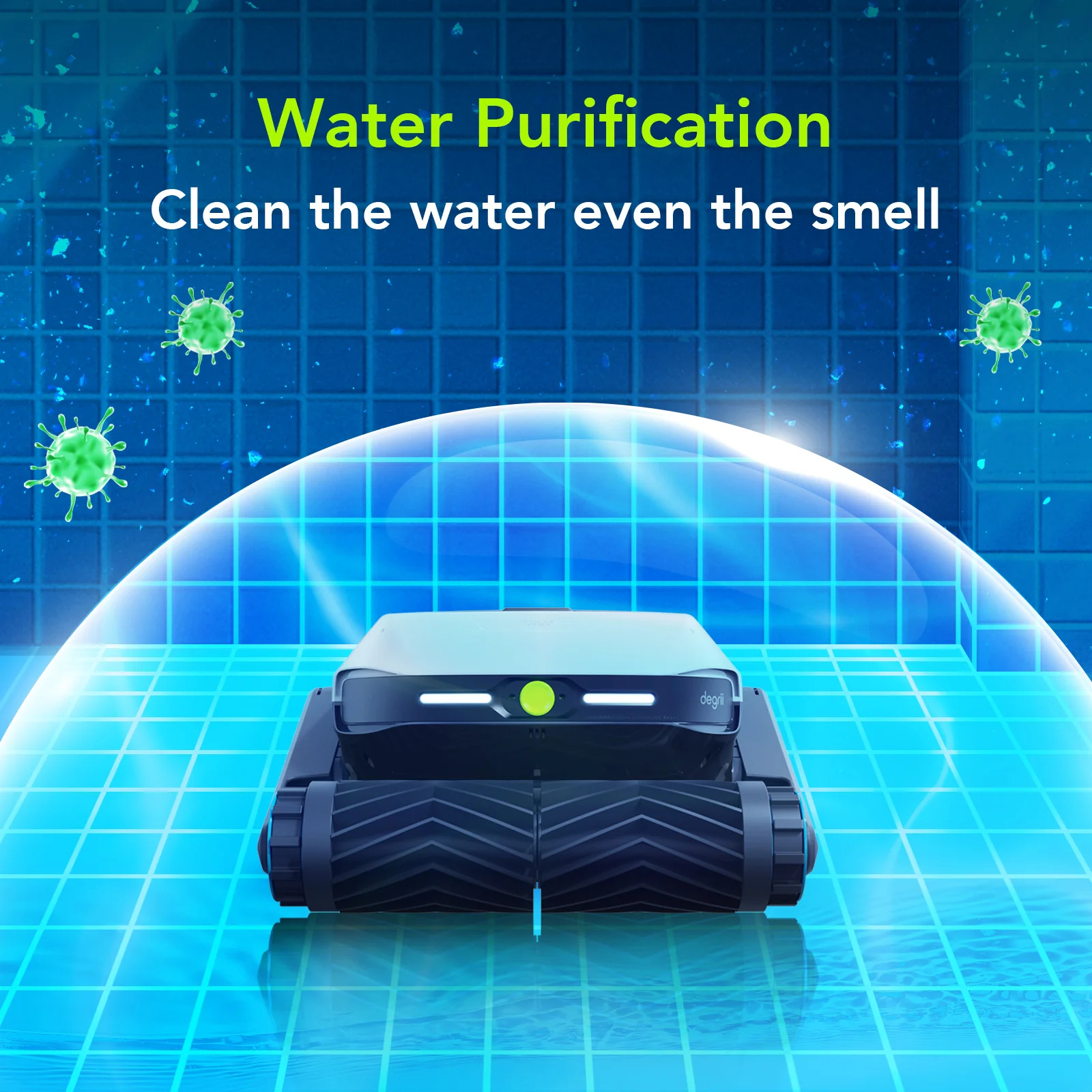 Degrii Zima Pro Smart Cordless Robotic Pool Cleaner for Swiming Pools Smart App Control - 4 x Ultrasonic Radar - Automatic Parking - Multiple Cleaning Modes - Route Planning