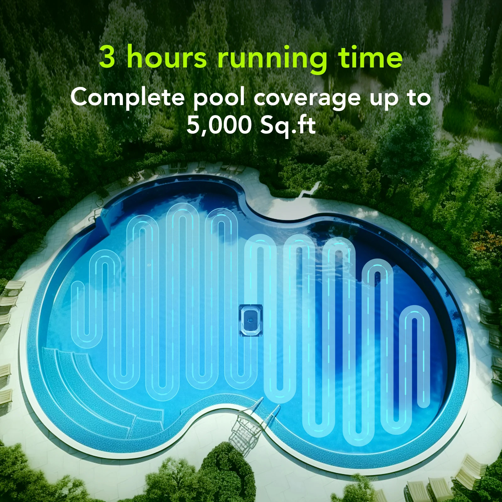 Degrii Zima Pro Smart Cordless Robotic Pool Cleaner for Swiming Pools Smart App Control - 4 x Ultrasonic Radar - Automatic Parking - Multiple Cleaning Modes - Route Planning