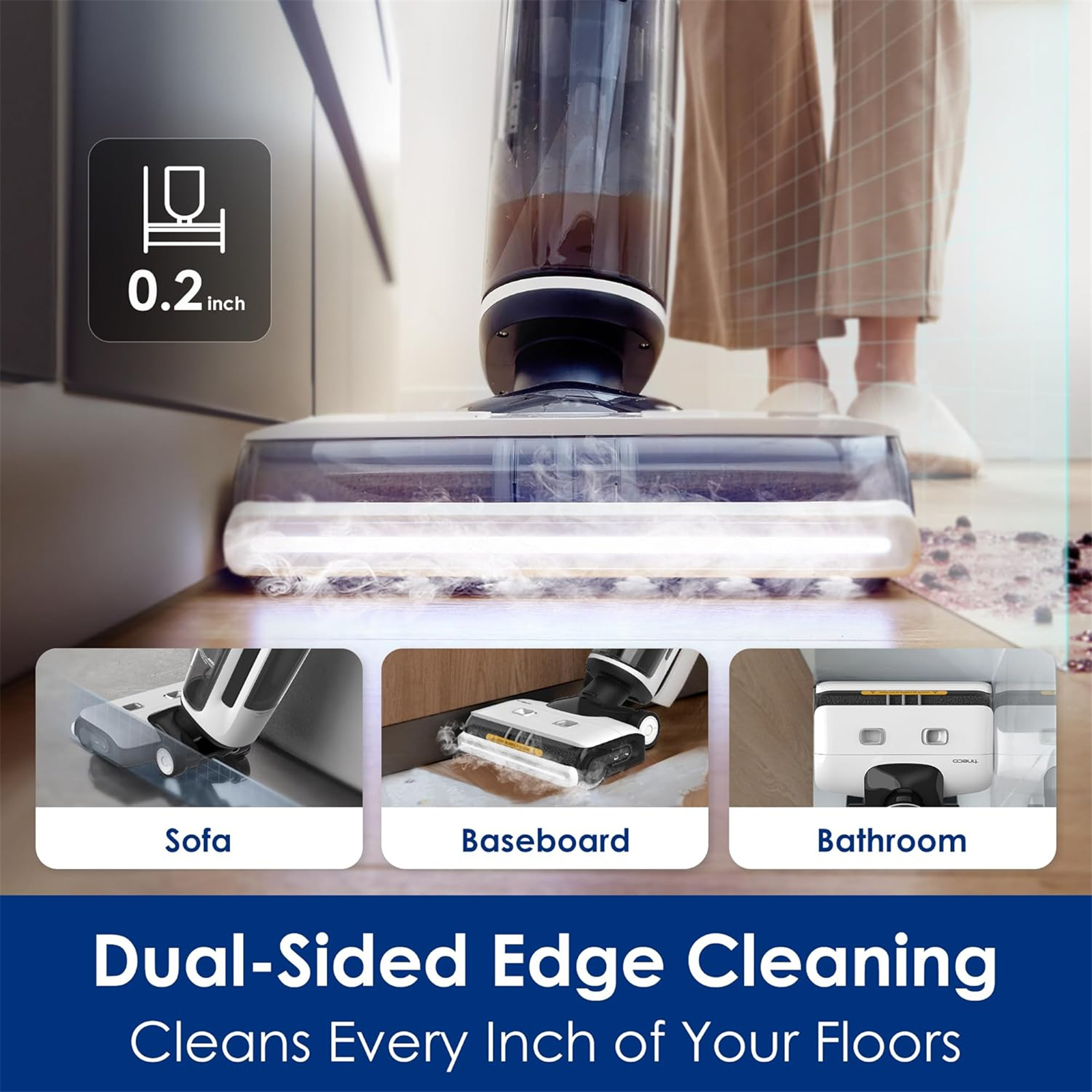 Tineco Floor One S7 Steam 3 in 1 Vacuum, Mop and Steam 140° C Steam Melts away grease and stains, Continuous Clean brush washing with MHCBS Technology, Multi Step self cleaning system, Dual Sided edge cleaning - 2 Years Warranty
