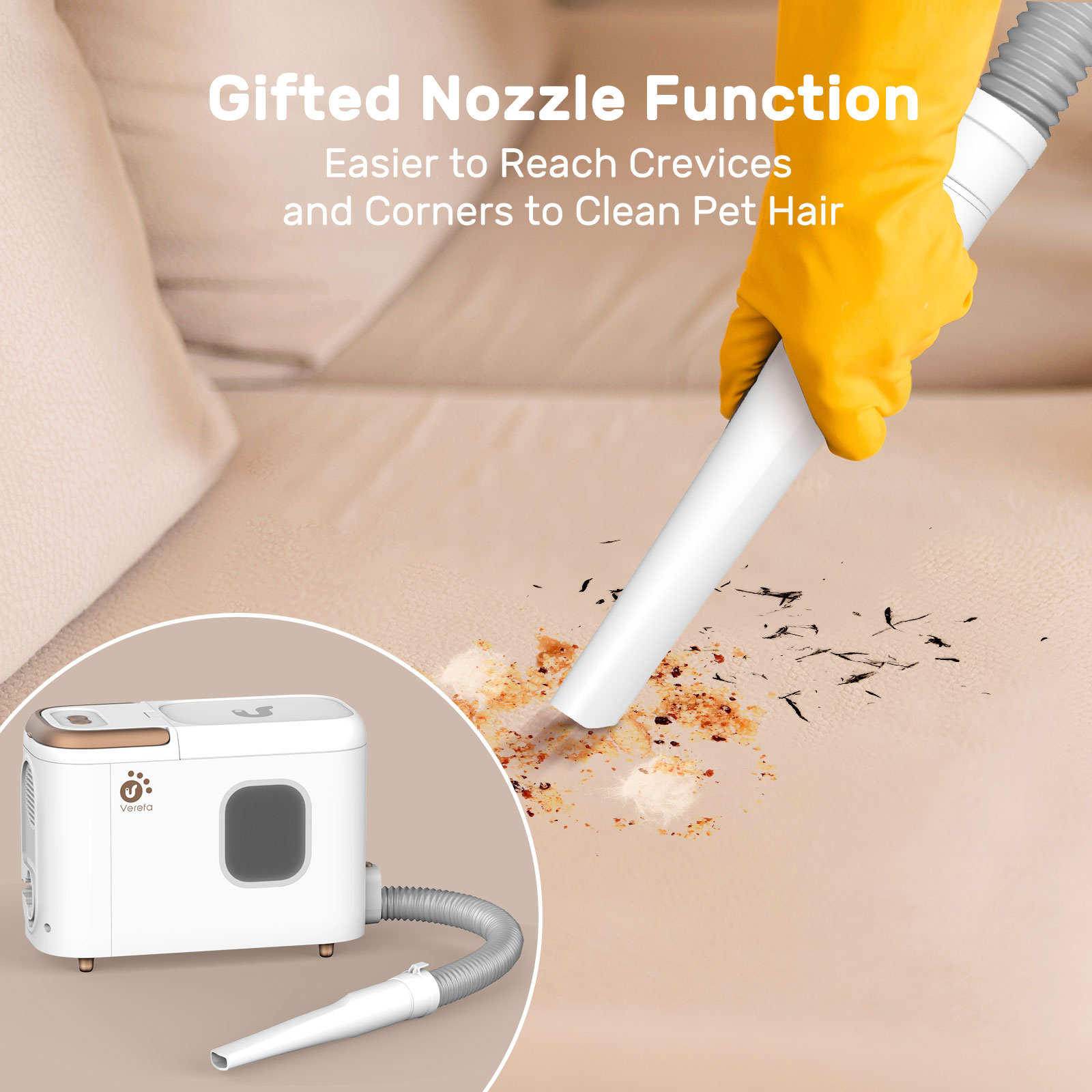 Verefa L20M Plus 11-in-1 Robot Wet & Dry Vacuum Cleaner Pet Grooming Kits Self Empty Dustbin App & Voice Control - 2.4G Hz - Bluetooth Connect - 360 Lidar Navigation - 2-in-1 Dual Purpose Dustbin - 3L Dust Bag - 2600mAh -3000 Pa Pet Model S