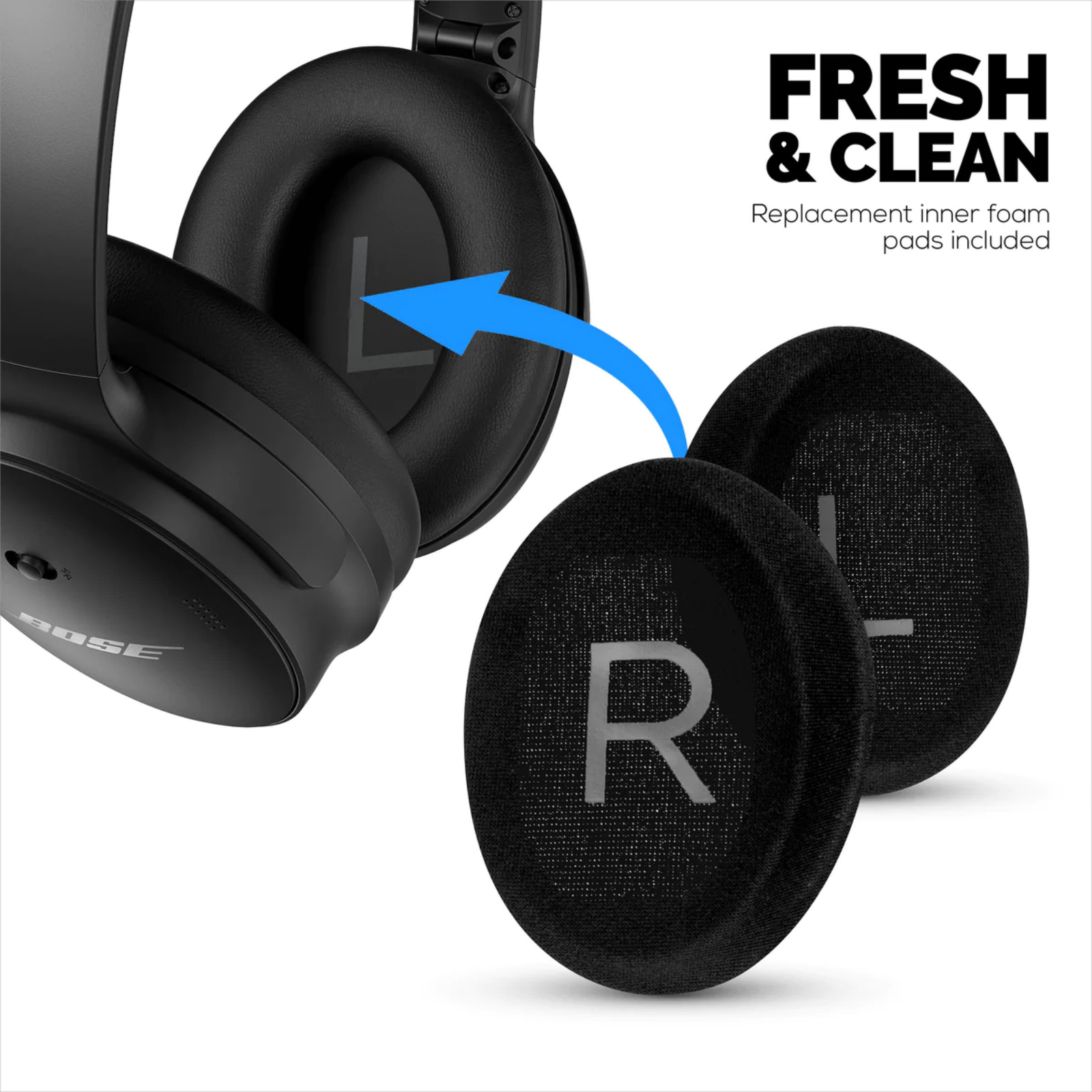 Brainwavz Bose QC45 Premium Replacement Earpads for Headphones Black  replacement earpads for Bose QuietComfort 45 Headphones