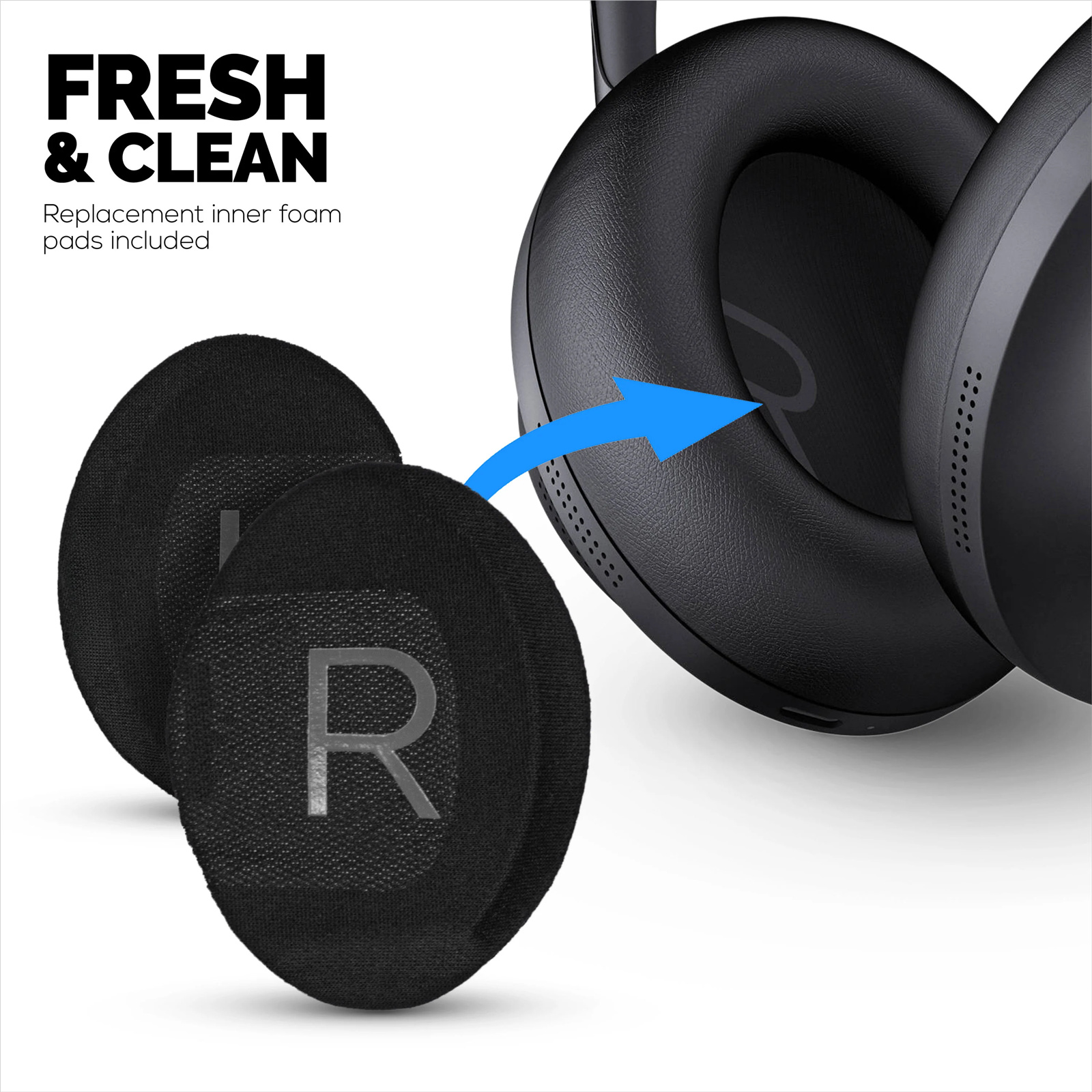 Brainwavz Bose NC700 Hybrid Upgrade Replacement Earpads for Headphones - Black - Upgraded cooling gel + memory foam earpads for Bose Noise Cancelling Headphones 700