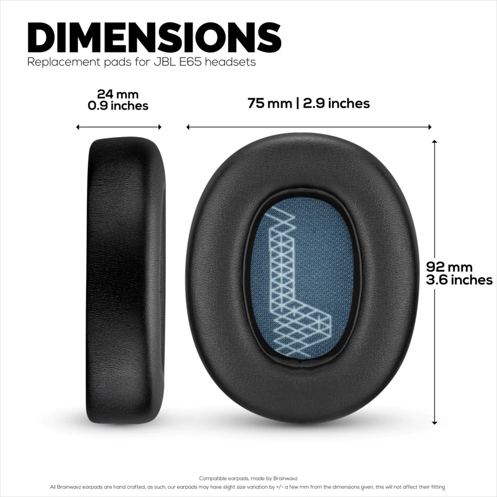 Brainwavz JBL Live 650/Live 660 BTNC Premium Replacement Earpads for  Headphones Black replacement earpads for JBL Live 650/Live 660 BTNC - Main Image