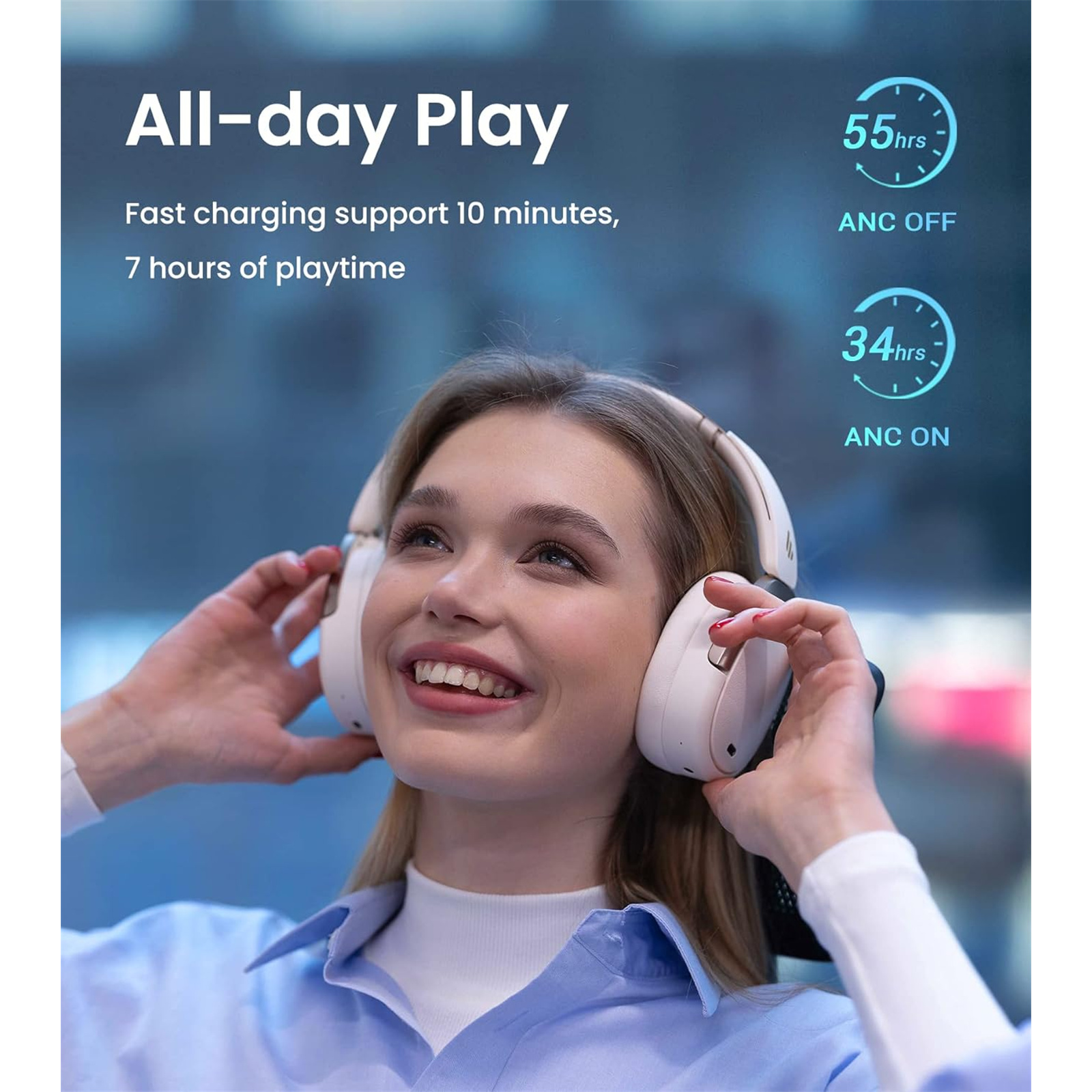 Buy the Edifier WH950NB Wireless OverEar NoiseCancelling Headphones White... ( WH950NB White