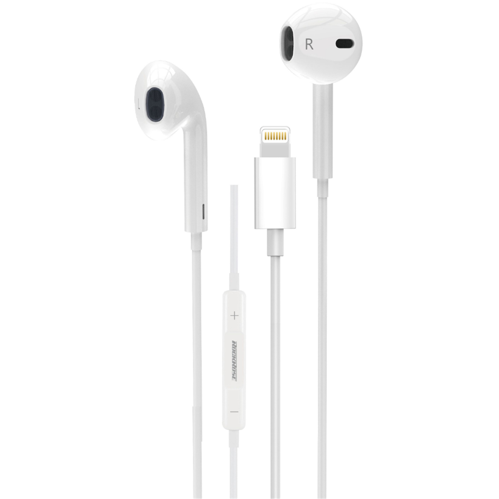 Buy the RockRose Solo LT Lightning InEar Headphones with DAC White, 120cm ( RRWE35 ) online
