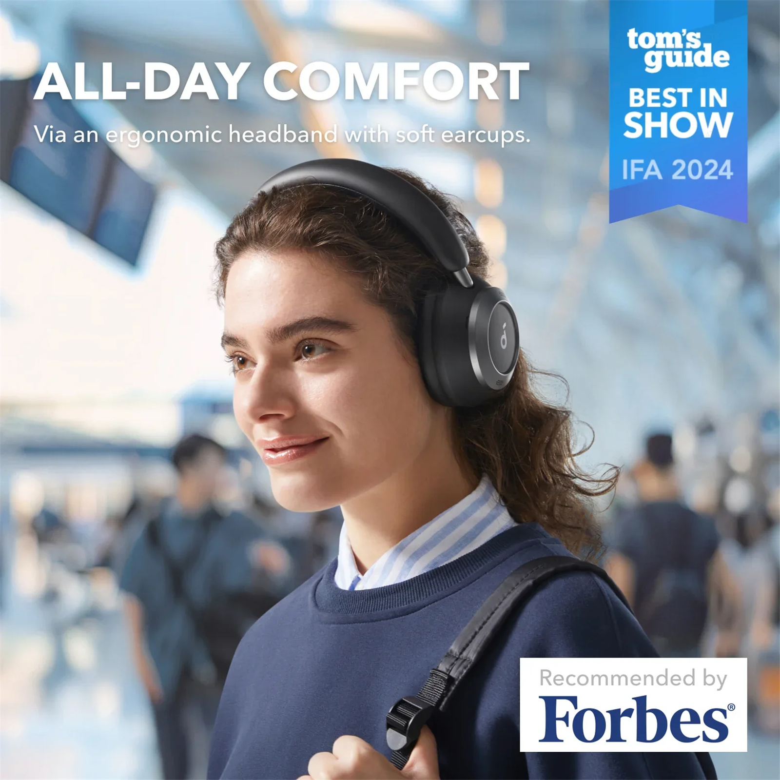Soundcore by Anker Space One Pro Premium Wireless Over-Ear Noise Cancelling Headphones - Obsidian Black - FlexiCurve super-foldable design - 4-stage real-time adaptive ANC system - Hi-Res drivers with triple composite diaphragms - All-day c