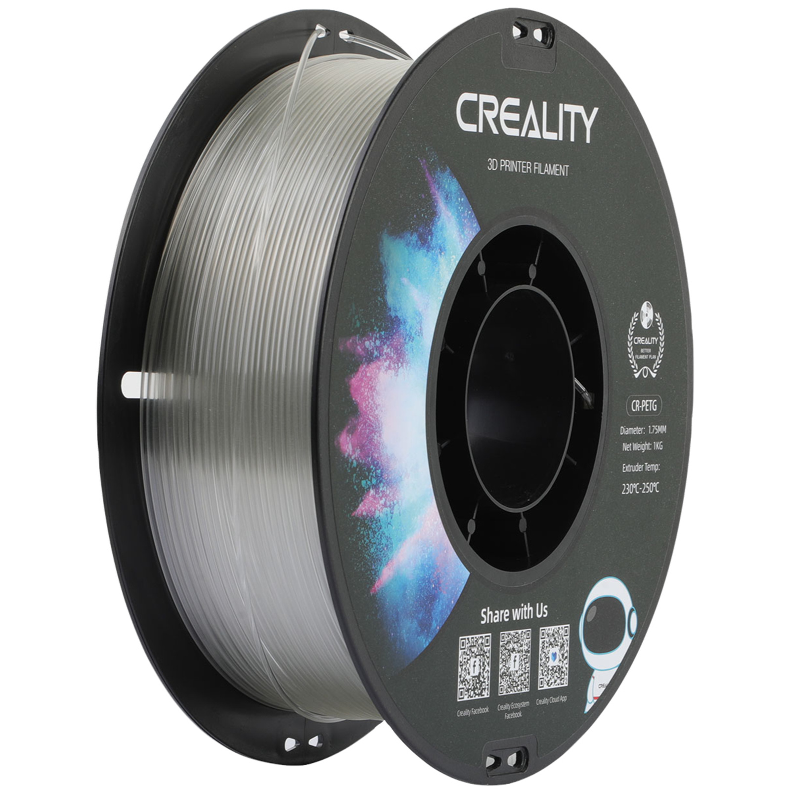 Buy the Creality CR-PETG Filament - Transparent 1kg Roll - 1.75mm ...
