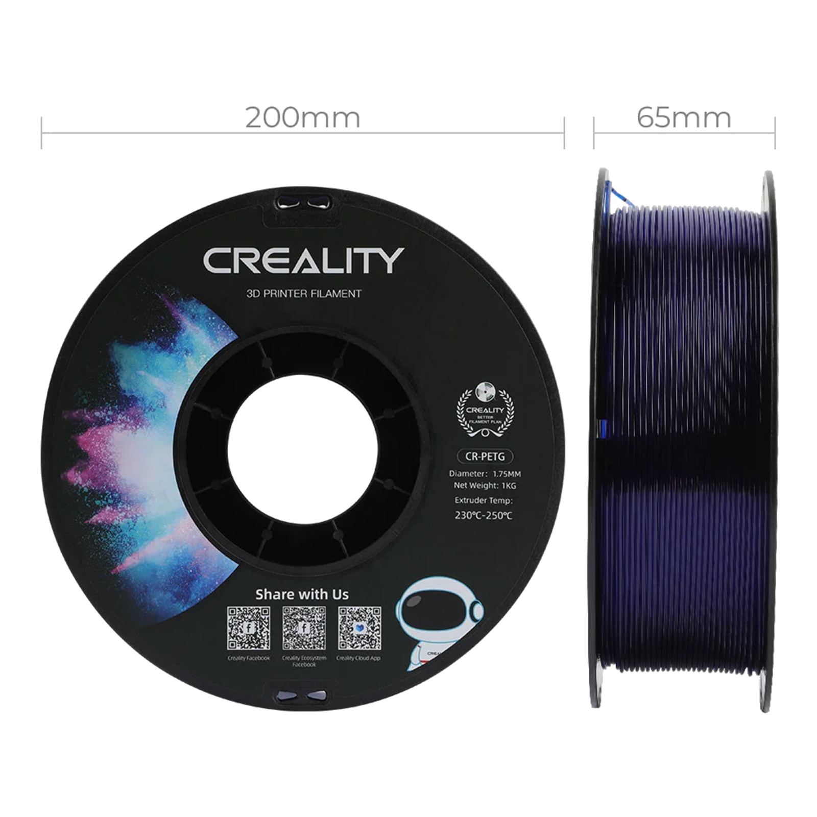 Buy the Creality CR-PETG Filament - Transparent Blue 1kg Roll - 1.75mm ...