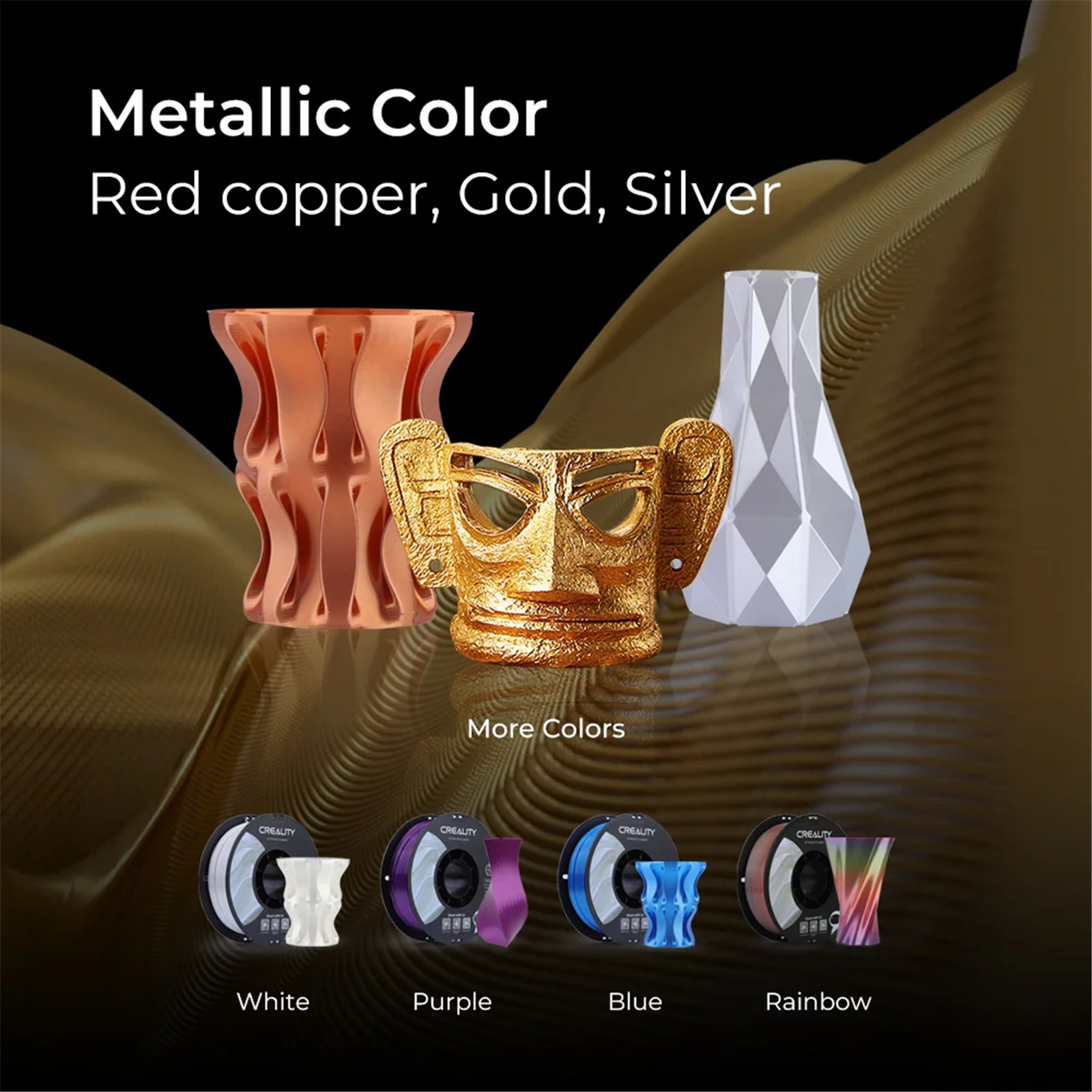 Creality CR-SILK Filament - Silver 1kg Roll - 1.75mm - Compatible with most FDM 3D Printers