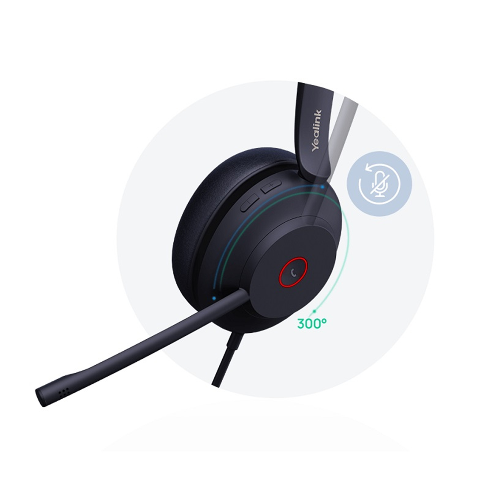 Yealink UH37 Mono USB-C/A Wired On-Ear Headset - Teams Certified 2-Mics Noise Cancellation / Busy Light