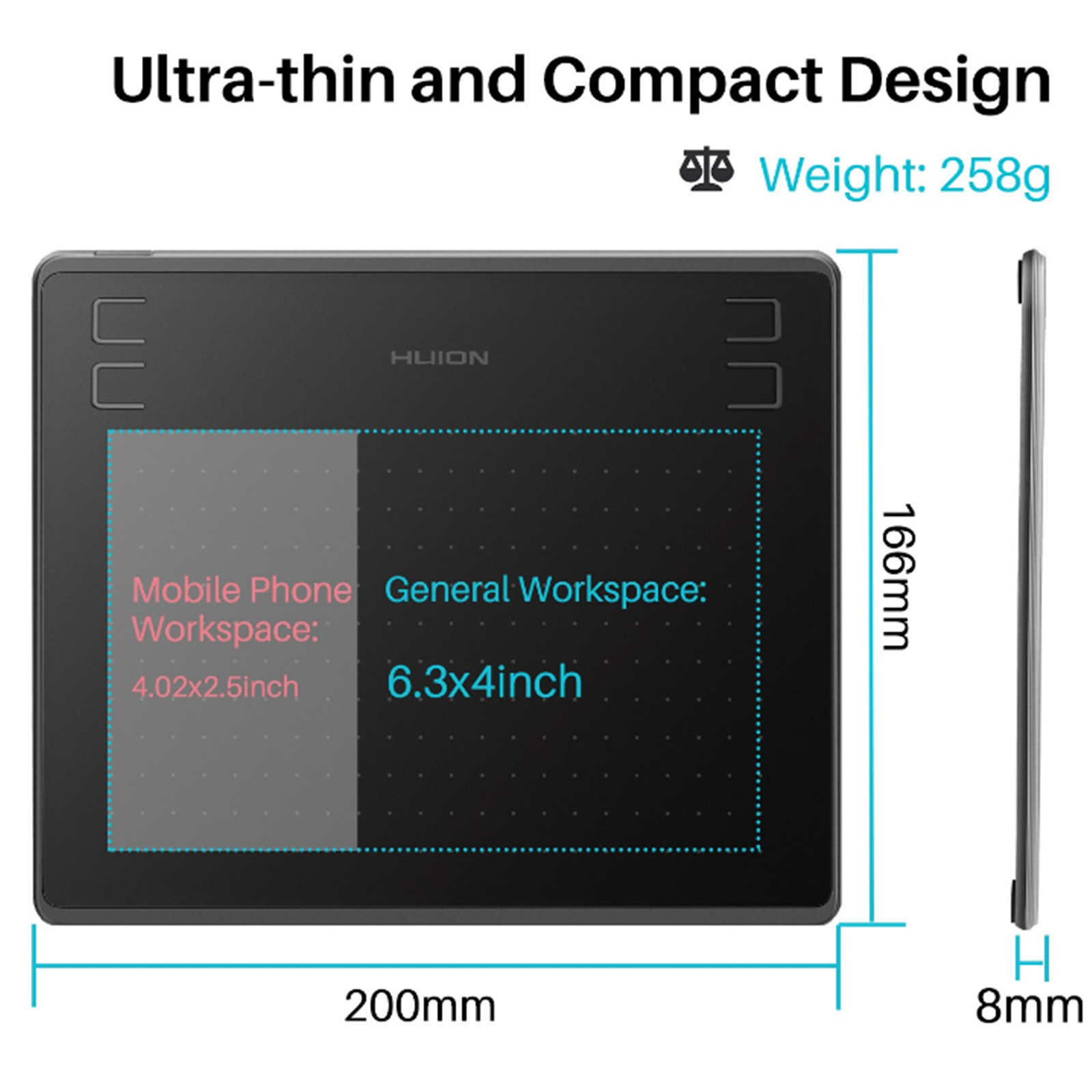 Buy the Huion HS64 Pen Tablet Android Supported Battery-Free Pen