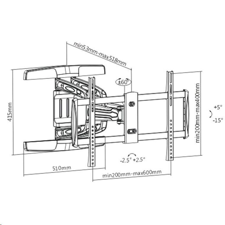 Buy the Brateck Lumi LPA31-466 37-70" Full Motion Bracket Tilt -15 ...