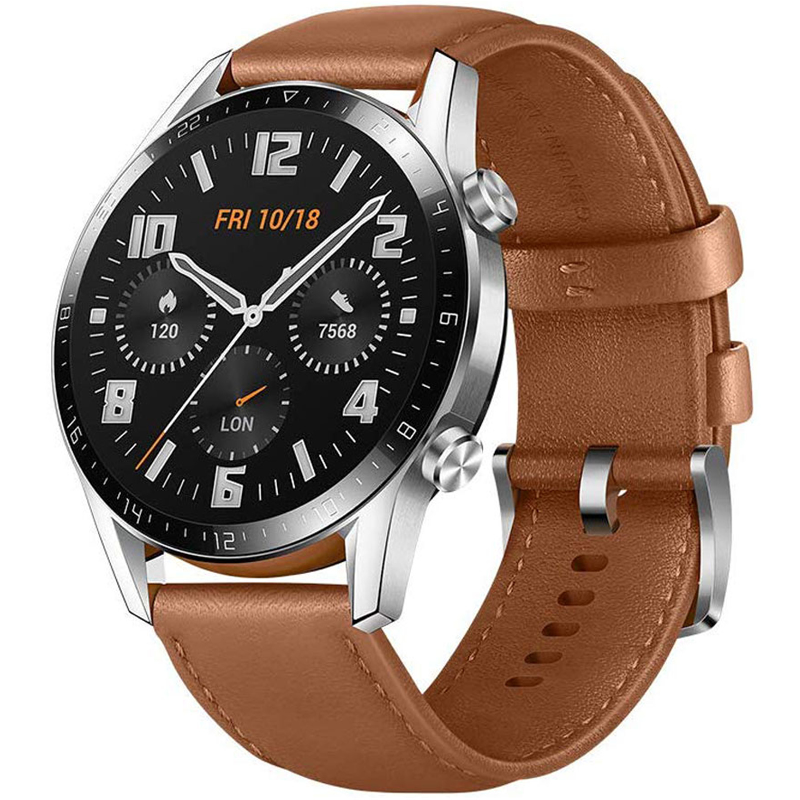 Buy The Huawei Watch Gt 2 46mm Smart Watch Classic Edition With Brown Leather Ltn B19 Online Pbtech Co Nz