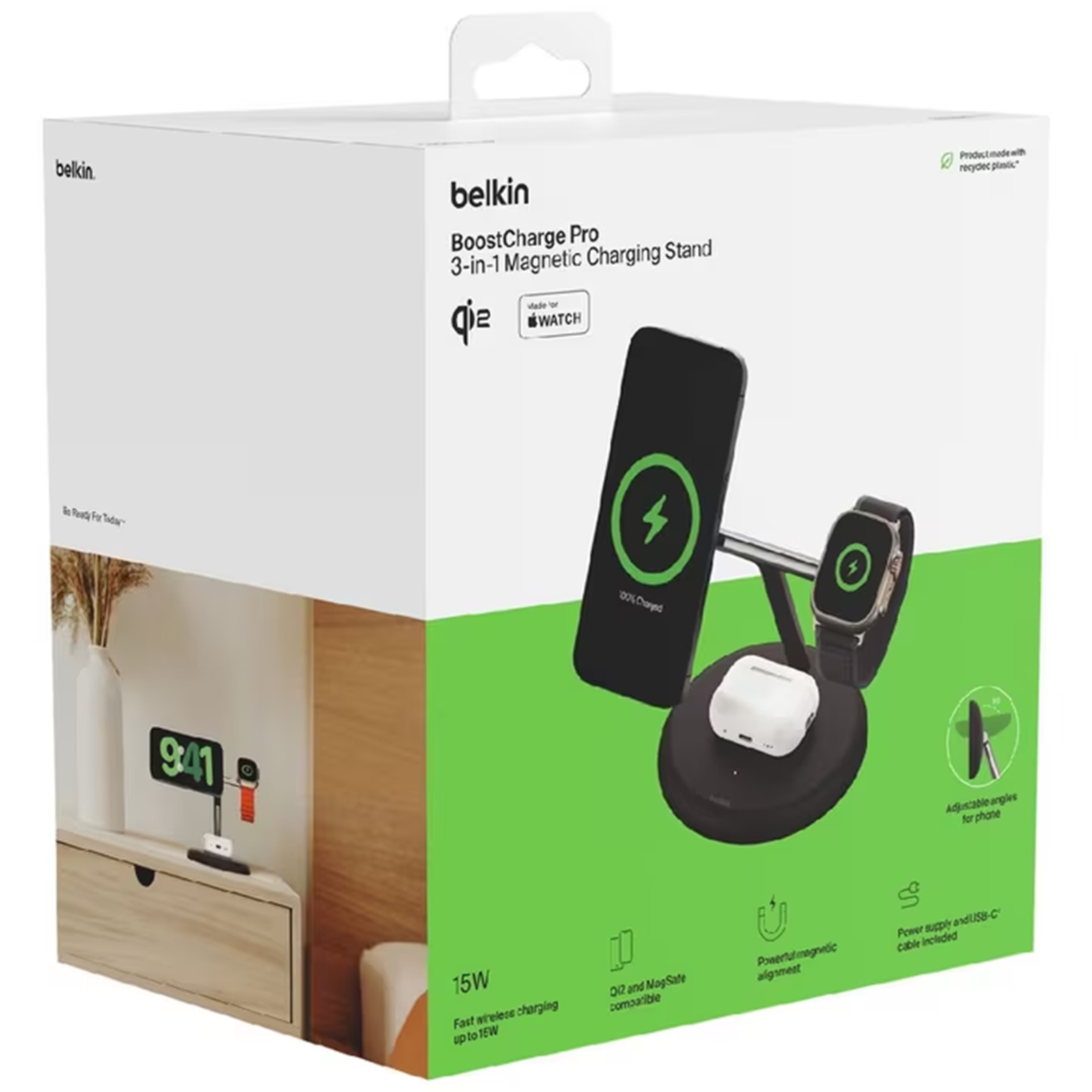 Belkin BOOST↑CHARGE™ PRO 3-in-1 Wireless Belkin BoostCharge Pro Caricabatteria wireless 3 in 1 con MagSafe
