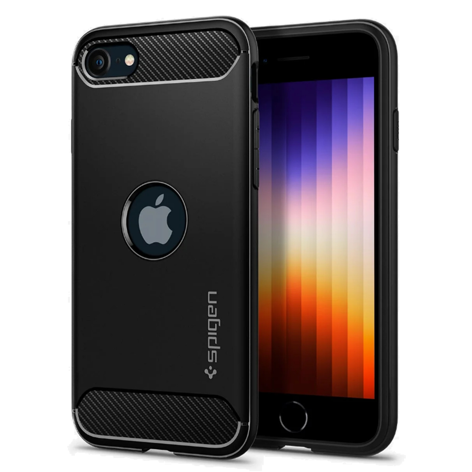 Buy the Spigen iPhone SE (2020) Rugged Armor Case Black,DROPTESTED