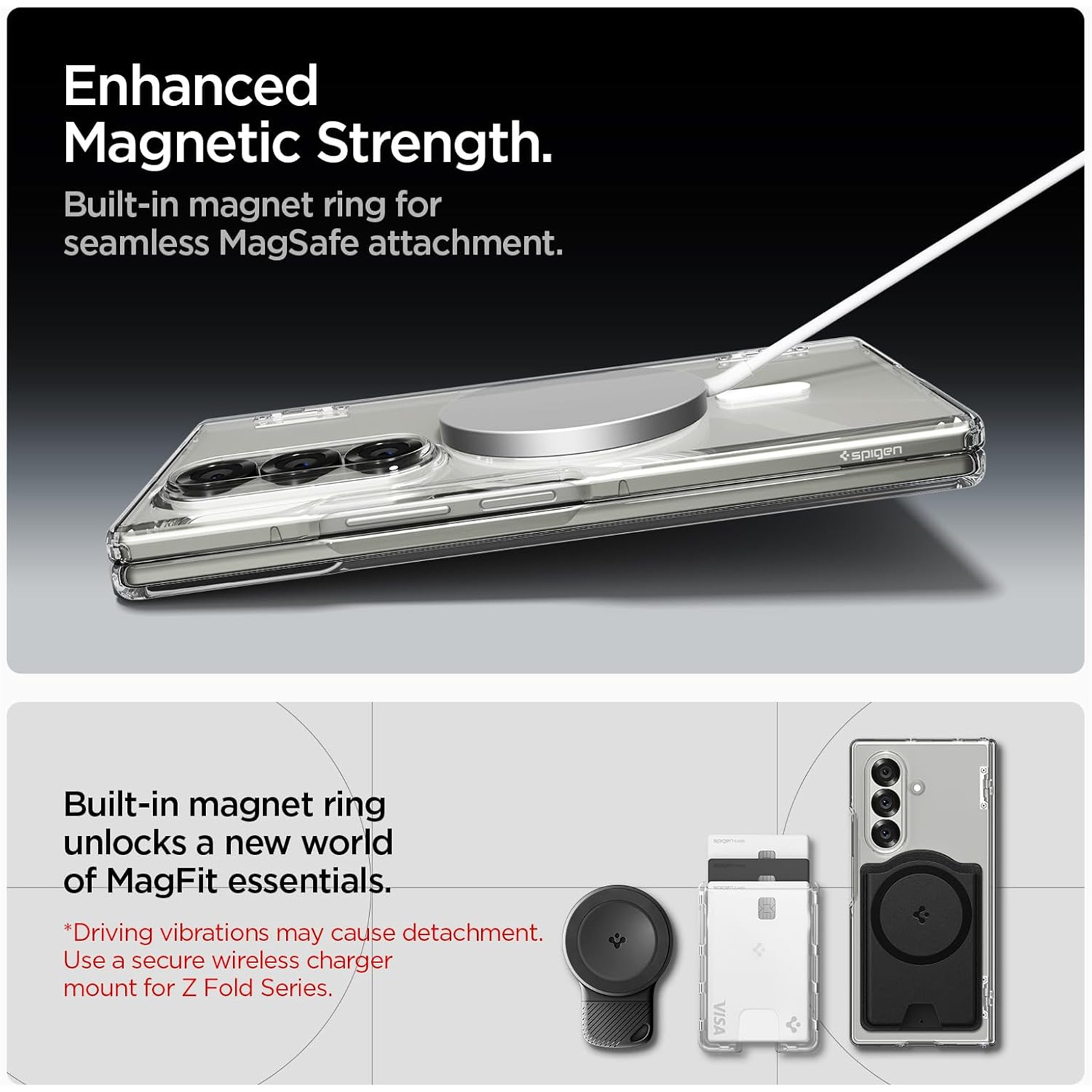 Spigen Galaxy Z Fold7 5G Ultra Hybrid Pro MagFit Case - Clear - MagSafe Compatible, Air Cushion Technology - New Edge Protection Technology