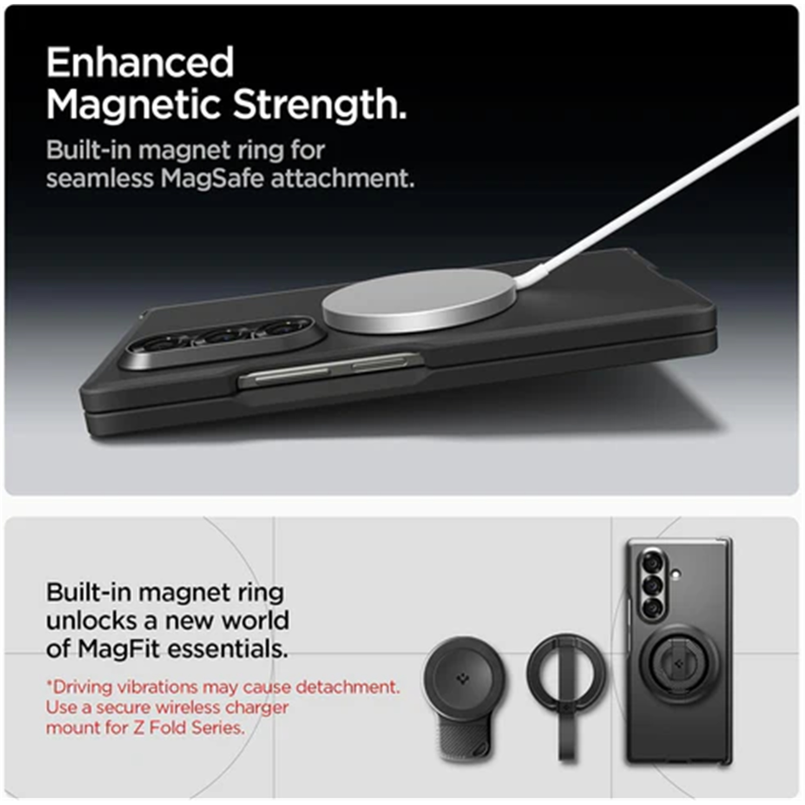 Spigen Galaxy Z Fold7 5G Tough Armor Pro MagFit Case - Black - MagSafe Compatible, Extreme Impact Foam - Air Cushion Technology - New Edge Protection Technology