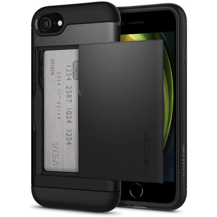 Buy the Spigen iPhone SE (2020) /8/7 Slim Armor Card Slot Case Black