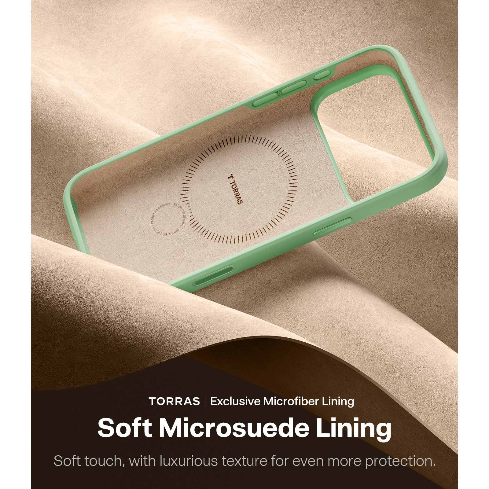 Torras iPhone 17 Pro Max (6.9") 2025 Ostand Spin Softune Case - Green Full Camera Control Button Coverage - Soft Liquid Silicone Cozy Grip - MagSafe Compatible - 360 Spin Kickstand