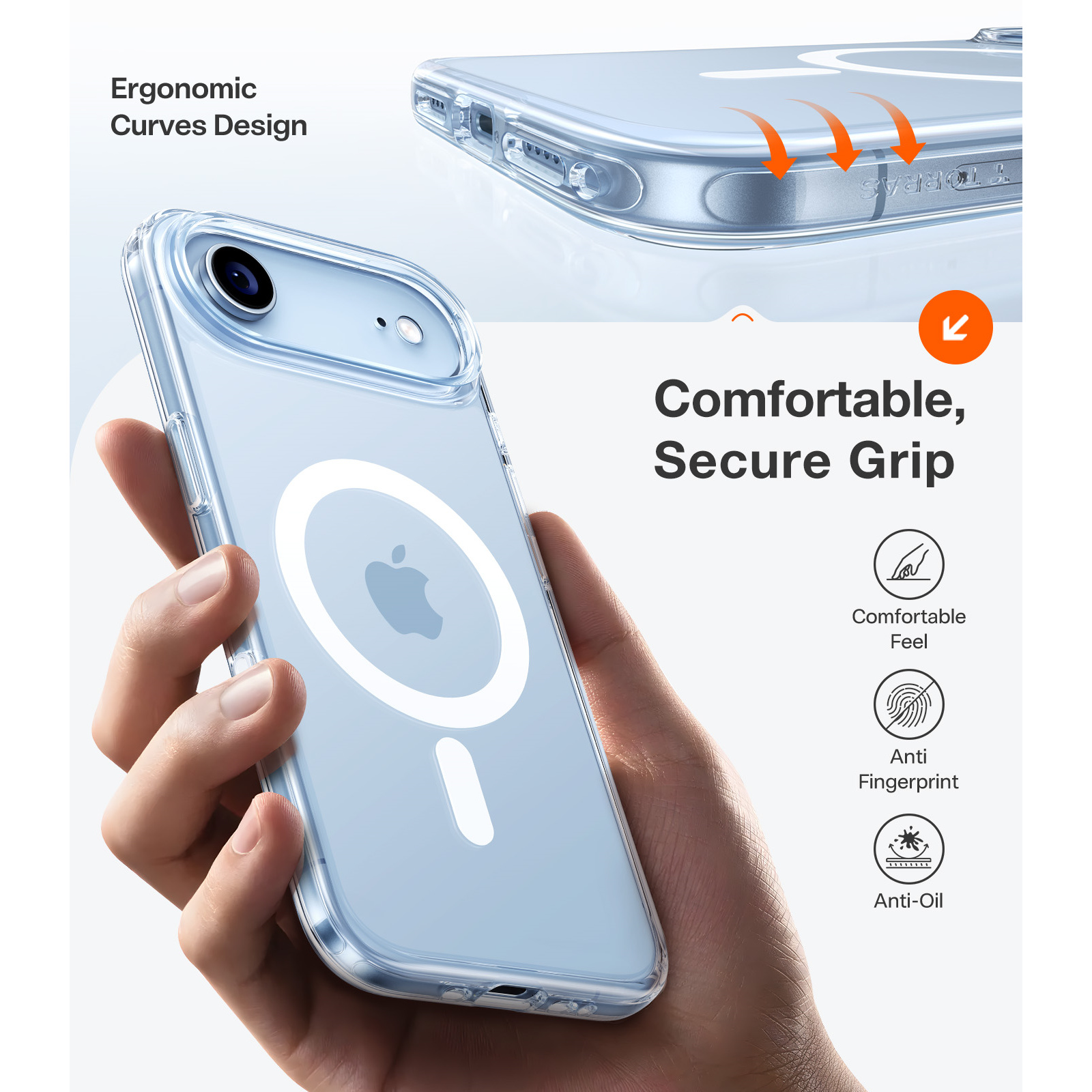 Torras iPhone Air (6.5") 2025 Guardian Magnetic Case - Clear Full Camera Control Button Coverage - Fit for MagSafe - Military Grade Drop Protection - Slim Profile & Secure Grip - Includes Exclusive Detachable 3-Color Buttons