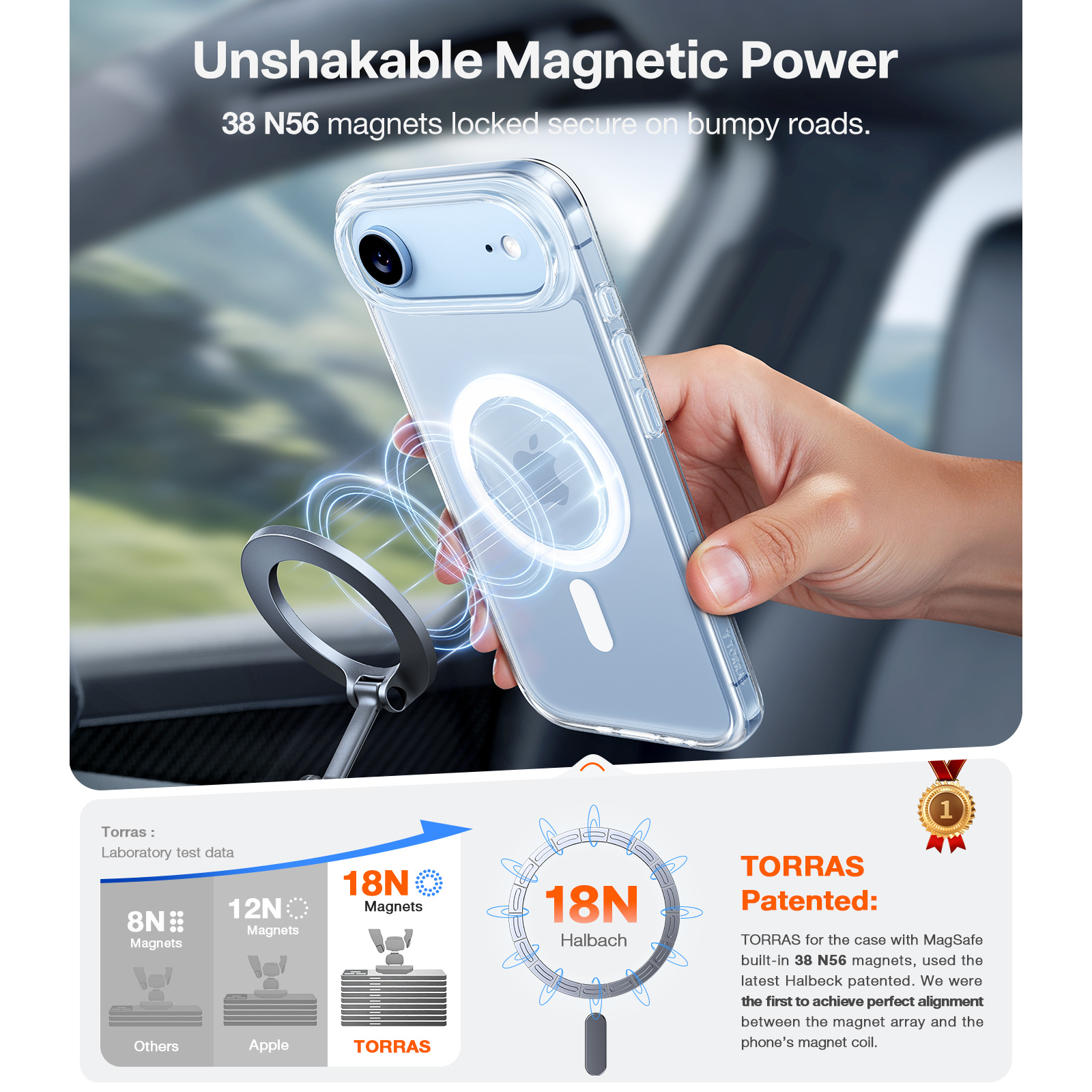Torras iPhone Air (6.5") 2025 Guardian Magnetic Case - Clear Full Camera Control Button Coverage - Fit for MagSafe - Military Grade Drop Protection - Slim Profile & Secure Grip - Includes Exclusive Detachable 3-Color Buttons