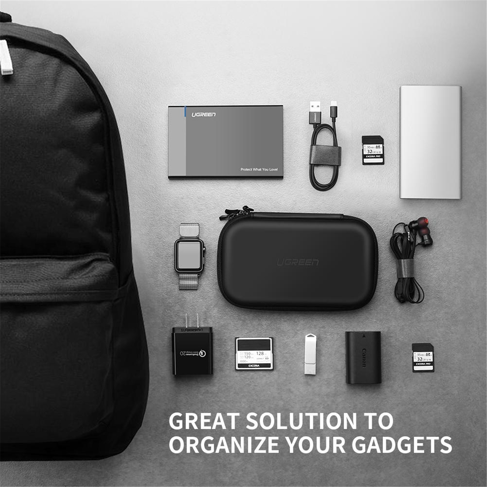 UGREEN Organizer Da Viaggio Per Cavi E Accessori - Borsa Compatta Per IPad, Smartphone, Power Bank E Altri Gadget - Foto 7
