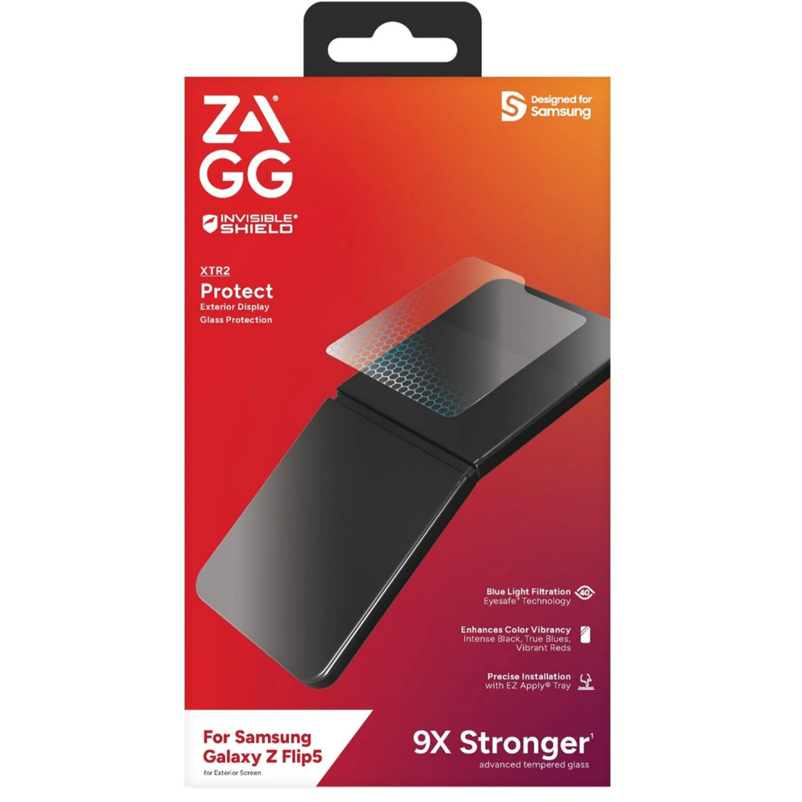 ZAGG Galaxy Flip5 5G InvisibleShield XTR2 Glass Screen Protector Anti-reflective - Advanced Protection - Blue Light Filter - Anti-Microbial