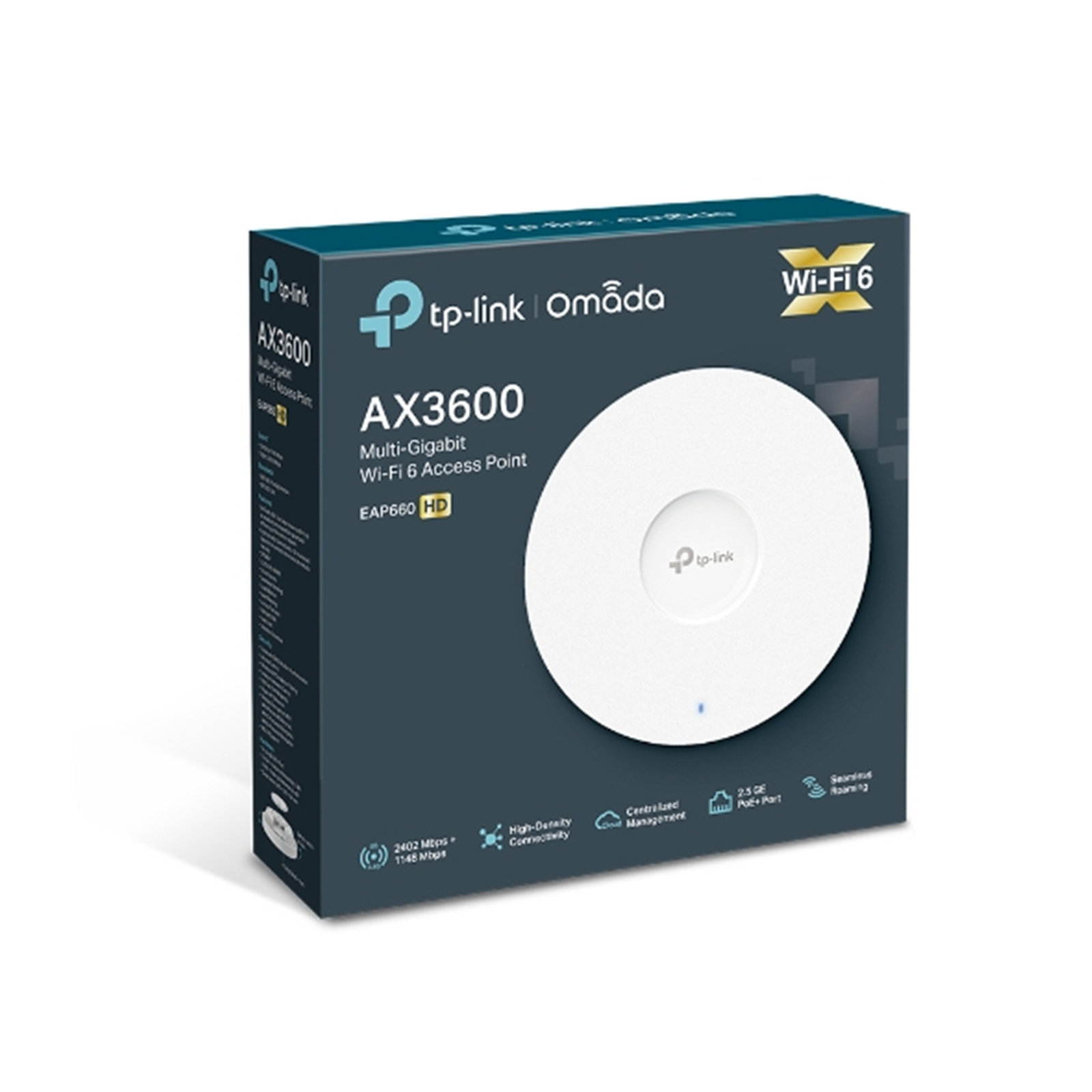 TP-Link Omada EAP660 HD (AX3600) Dual-Band 8-Stream High-Density Wi-Fi 6 Access Point with 2.5GbE x1 (PoE+ 26W)
