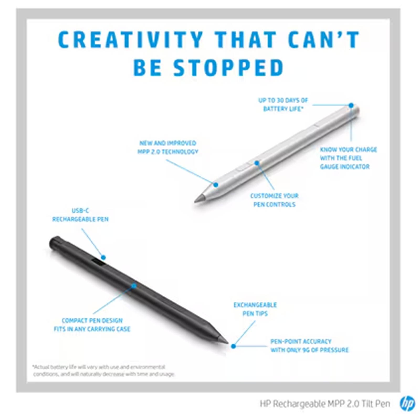 HP Rechargeable MPP Tilt Black Pen 1yr Warranty