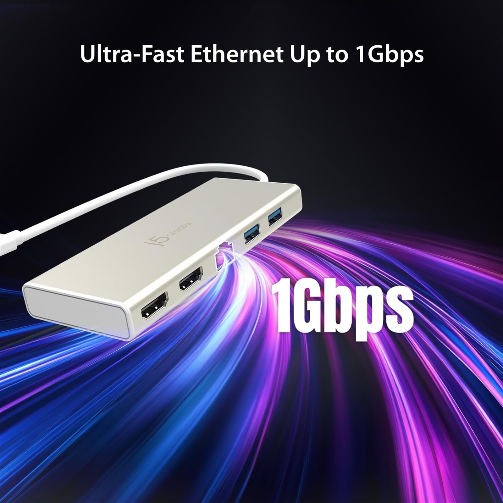 J5create USB-C 3.1 Dual HDMI Mini Docking Station with Power Delivery 2x HDMI Output - With Up to 1x 4K / 1x 2K - 2x USB3.0 - 1x Gigabit Ethernet