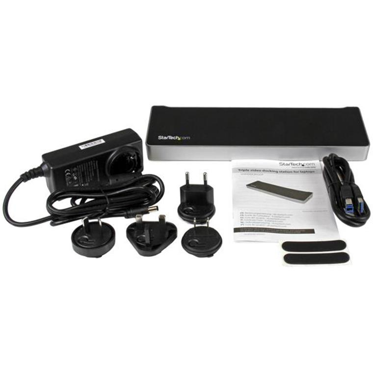 StarTech.com USB 3.0 Triple Monitor Docking Station 2x DisplayPort - 1x HDMI - 5x USB 3.0 - 1x RJ45 - 1x 3.5mm Audio-in - 1x 3.5mm Audio-out - Support Apple Intel / ChromeOS / Microsoft Windows - 3Y Warranty