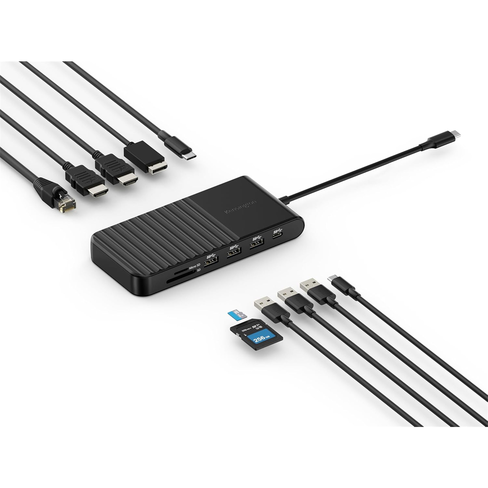 Kensington UH1510P EQ USB-C Triple FHD/Dual 4K Alt Molde Mobile Hub. support 85w Power Delivery, DP++ 1.4 x1, HDMI2.0 x2, USB-A 3.2 Gen1 x3, USB-C 3.2 Gen1 5Gbps x1, RJ45 x1, support iPadOS 13 or above, MacOS 11 or above, Win10 or above, 2y