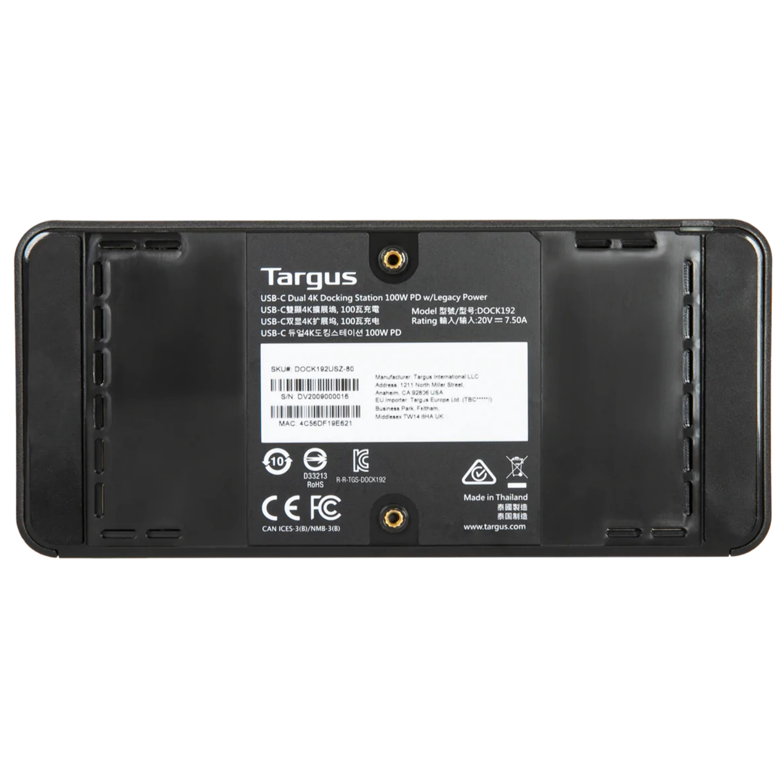 Targus DOCK182 USB-C Dual 4K DisplayLink Docking Station with 100w Power Delivery 2x DisplayPort 1.2 - 2x HDMI2.0 - 4x USB3.0 - 2x USB-C - 1x RJ-45 - Support Apple Intel M1 & M2 (MacBook Air & MacBook Pro 13 Require DisplayLink Software)