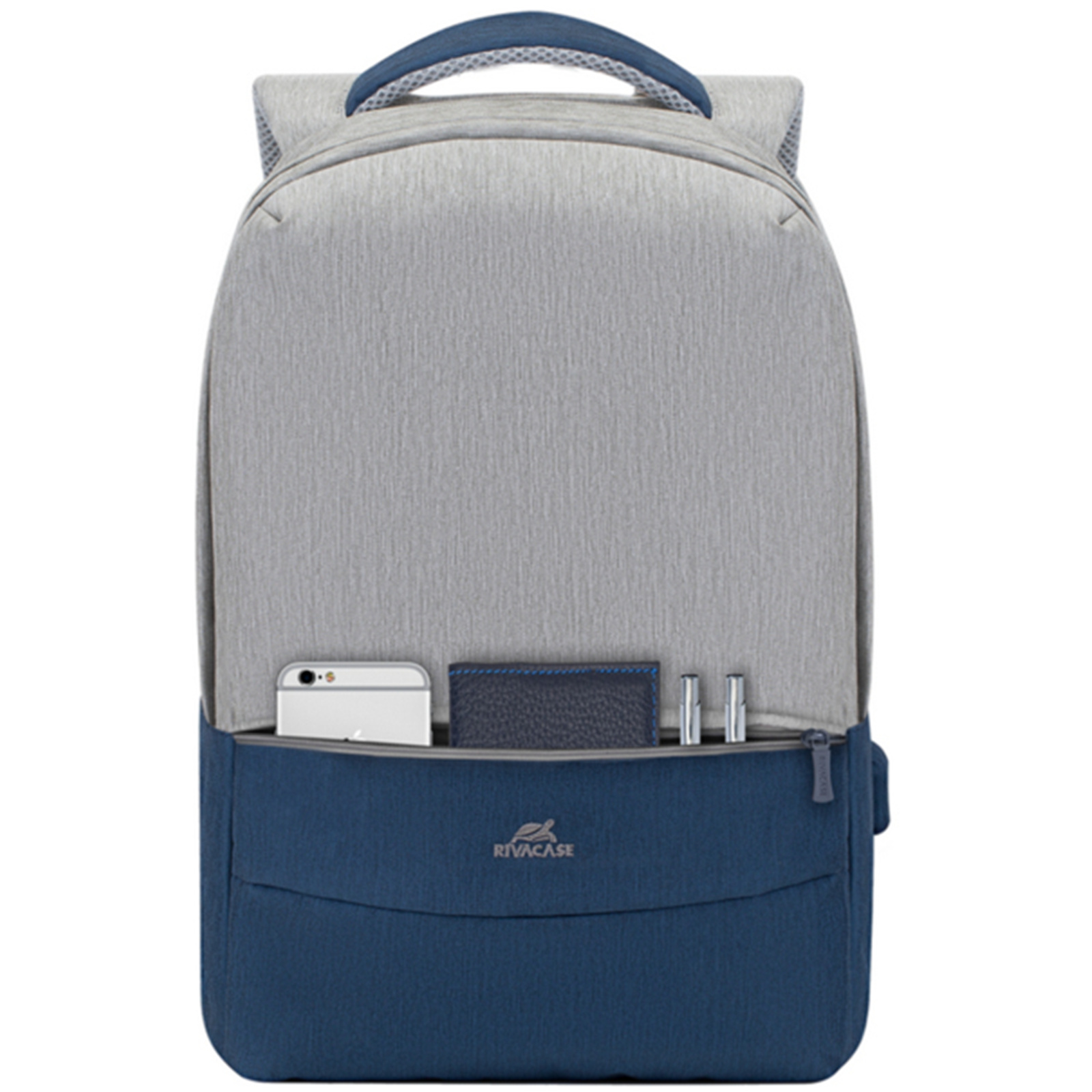 Rivacase Prater Anti-Theft Designed Backpack for 15.6"-16" Laptops - Grey / Dark Blue