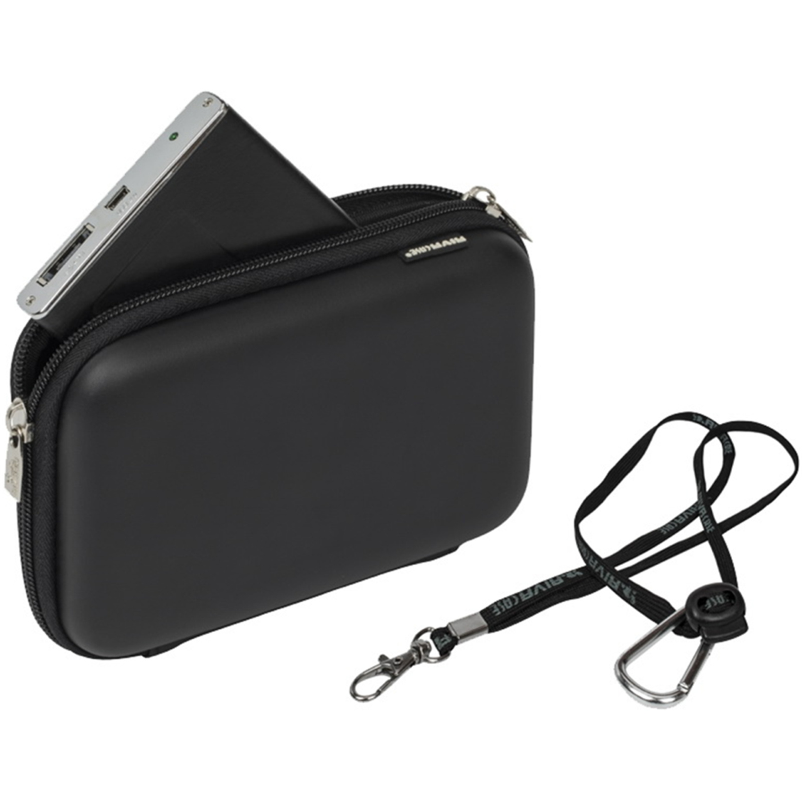 Rivacase Davos 2.5" HDD Protect EVA Case for Hard Disk Drive & Power Bank - Black Additional Inner Pockets for Accessories / Memory Cards / Cables