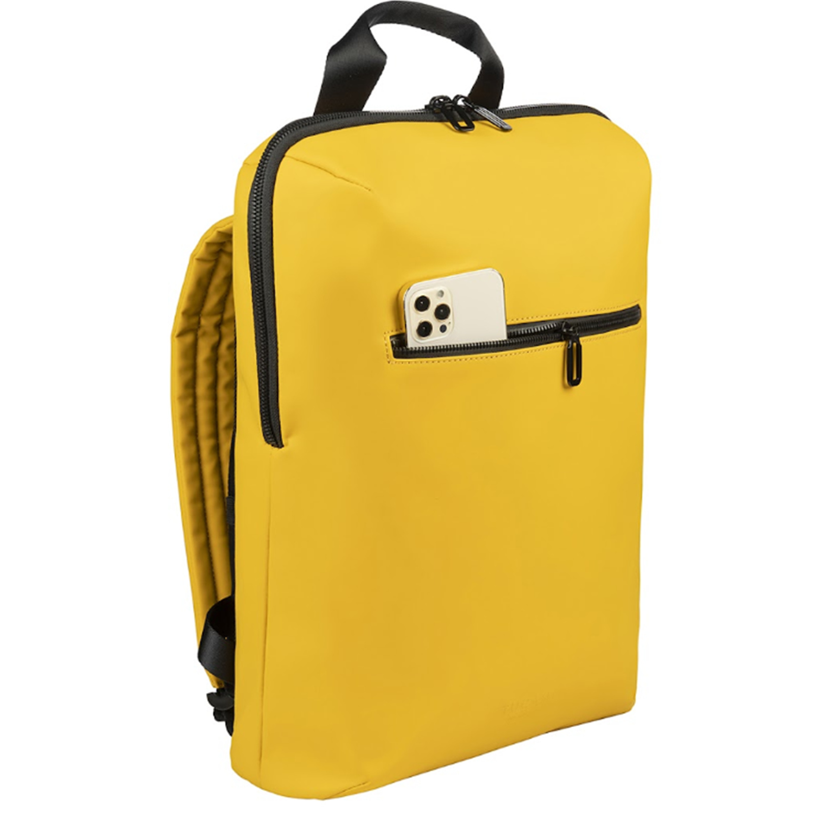 Tucano GOMMO Backpack for Laptop 15.6" Macbook Pro 16" - Yellow Rubberized Material - Breathable Mesh Back - Trolley strap