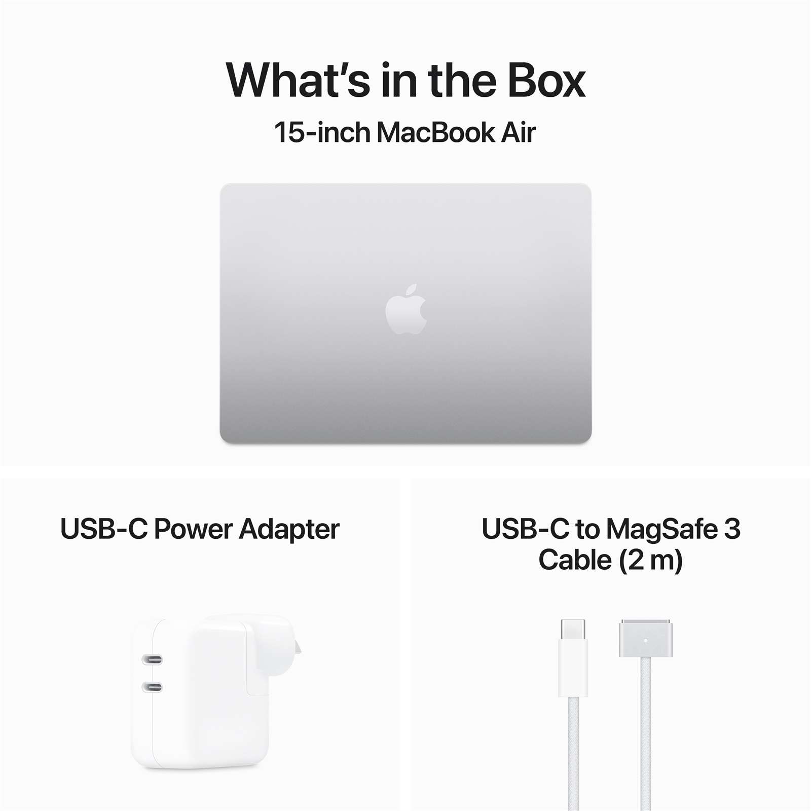 Apple MacBook Air 15" Laptop with M3 Chip - Silver 16GB Unified Memory - 512GB SSD - 8-Core CPU - 10-Core GPU - 16-Core Neural Engine - 15.3 Inch Liquid Retina Display with TrueTone - 35W Dual USB-C Charger
