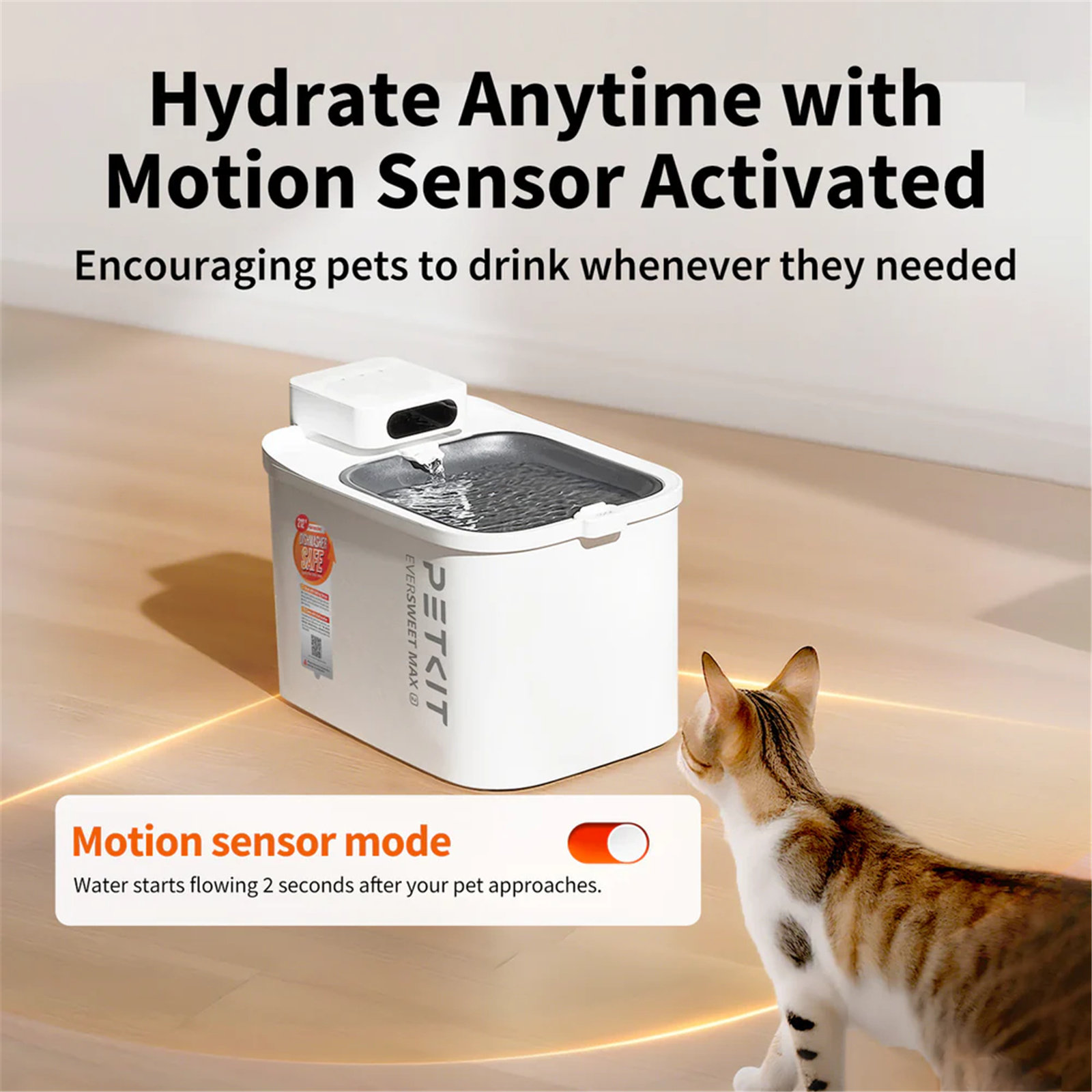 Petkit Eversweet MAX 2  (UVC) Smart Pet/Cat/Dog Cordless Water Fountain 3L Large Capacity,Smart App Monitoring,Fresh Water in Multiple Modes, Quietly & Easy to Clean, 83 days of cordless battery life