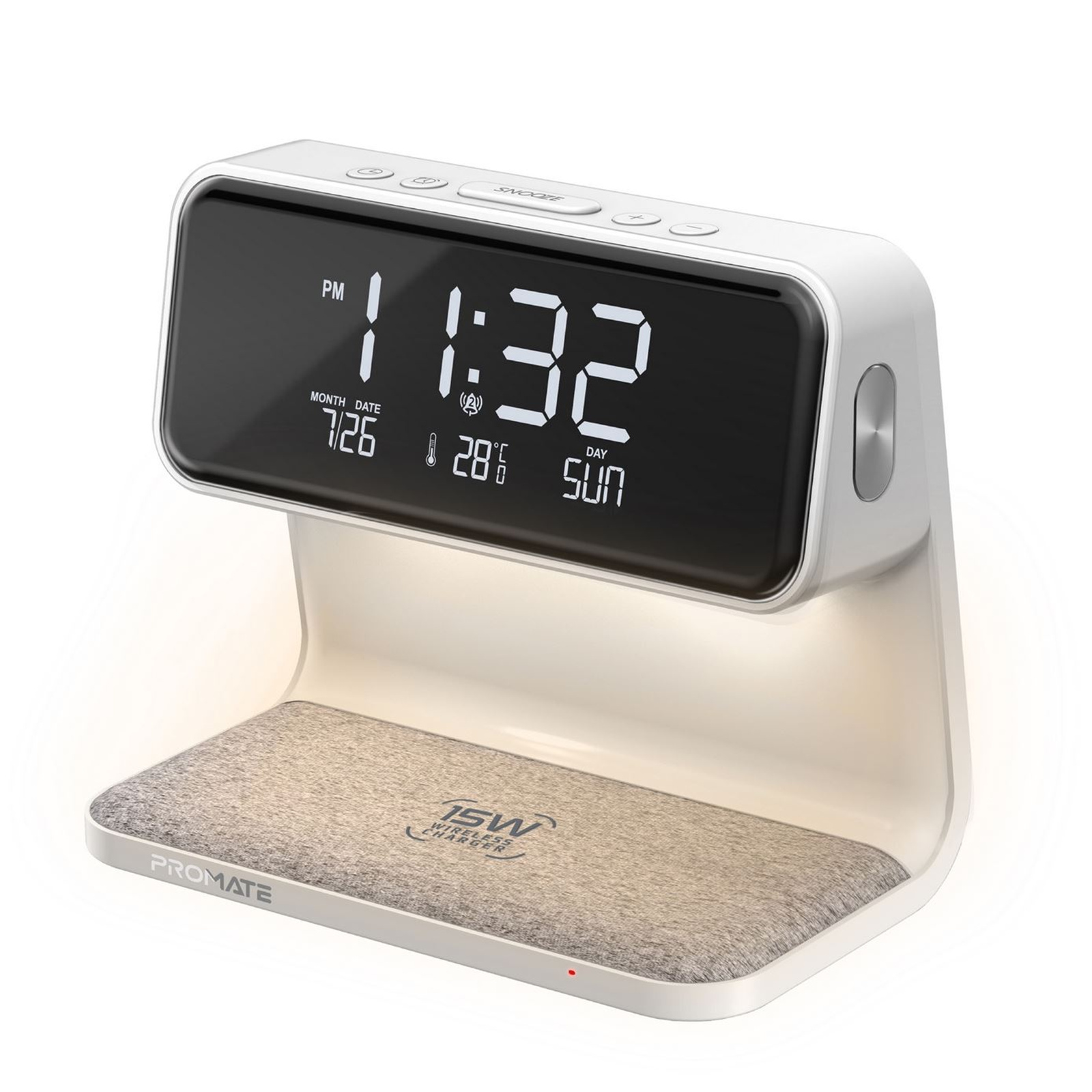 Buy the Promate 3in1 MultiFunction LED Alarm CLock with 15W Wireless