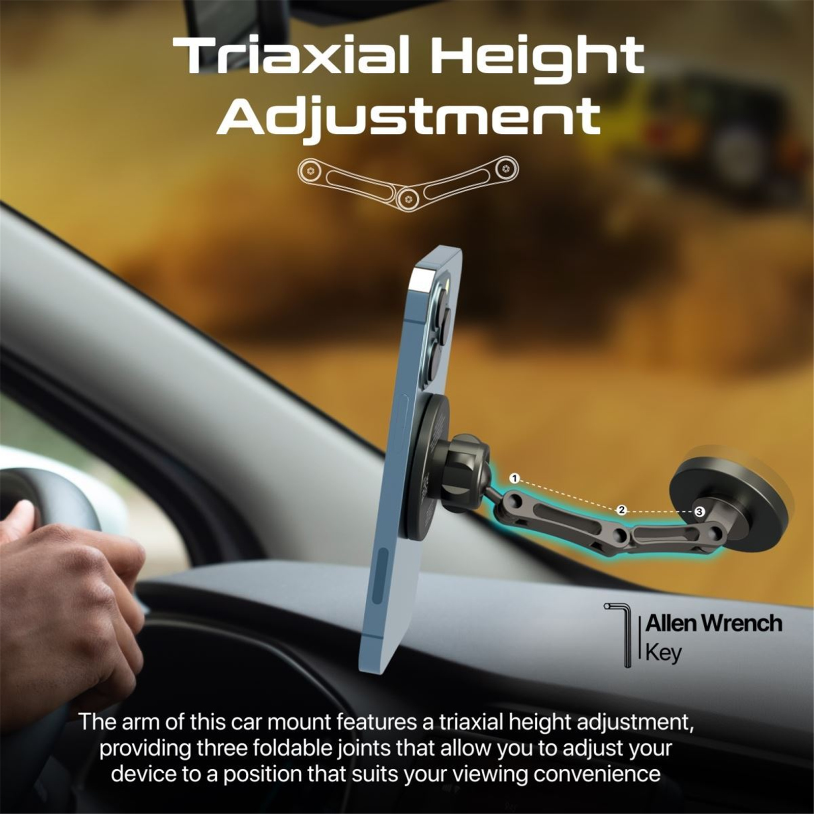 Promate MAGNUS-QI  SecureGrip 360 Cradleless 15W Qi Magnetic Wireless in-Car Phone Charger &Holder.Designed for Dashboard & Windshield. Height Adjustable. Ultra Slim.
