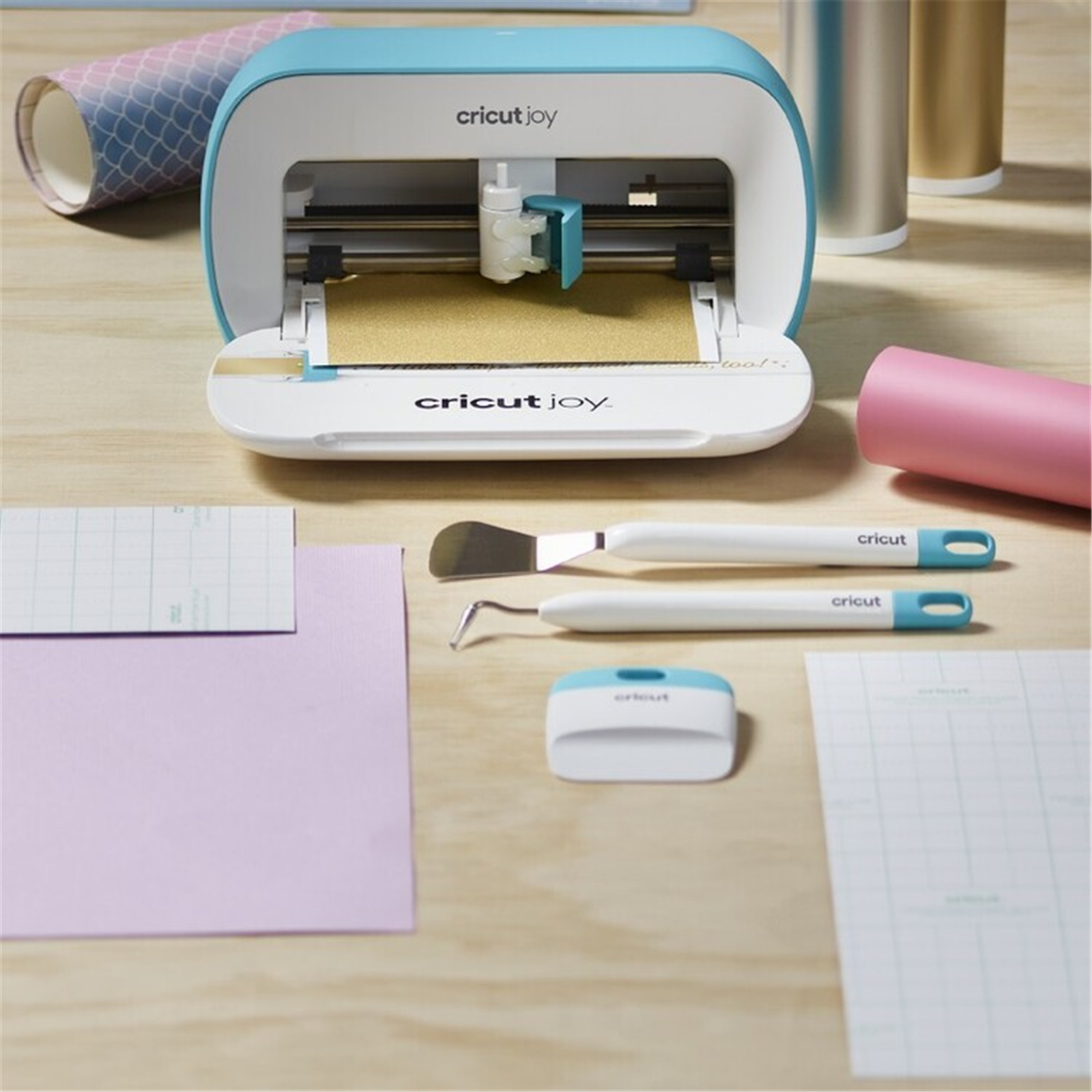 Cricut JOY Compact Smart Cutting Machine Starter Pack Includes Joy Cutting Machine  + $60 Value accessories( Smart Vinyl / Transfer Tape / Starter Tool Set / Card Mat / Insert Cards Sampler)