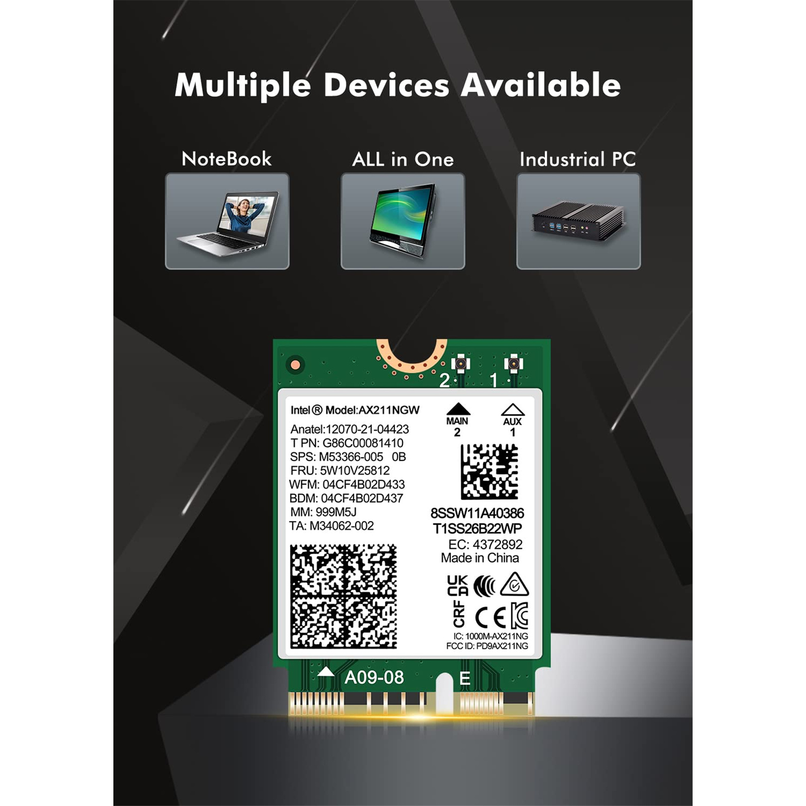 Buy the Intel WiFi 6E Wireless-AC AX211 AX211NGW Wireless Card - 802 ...